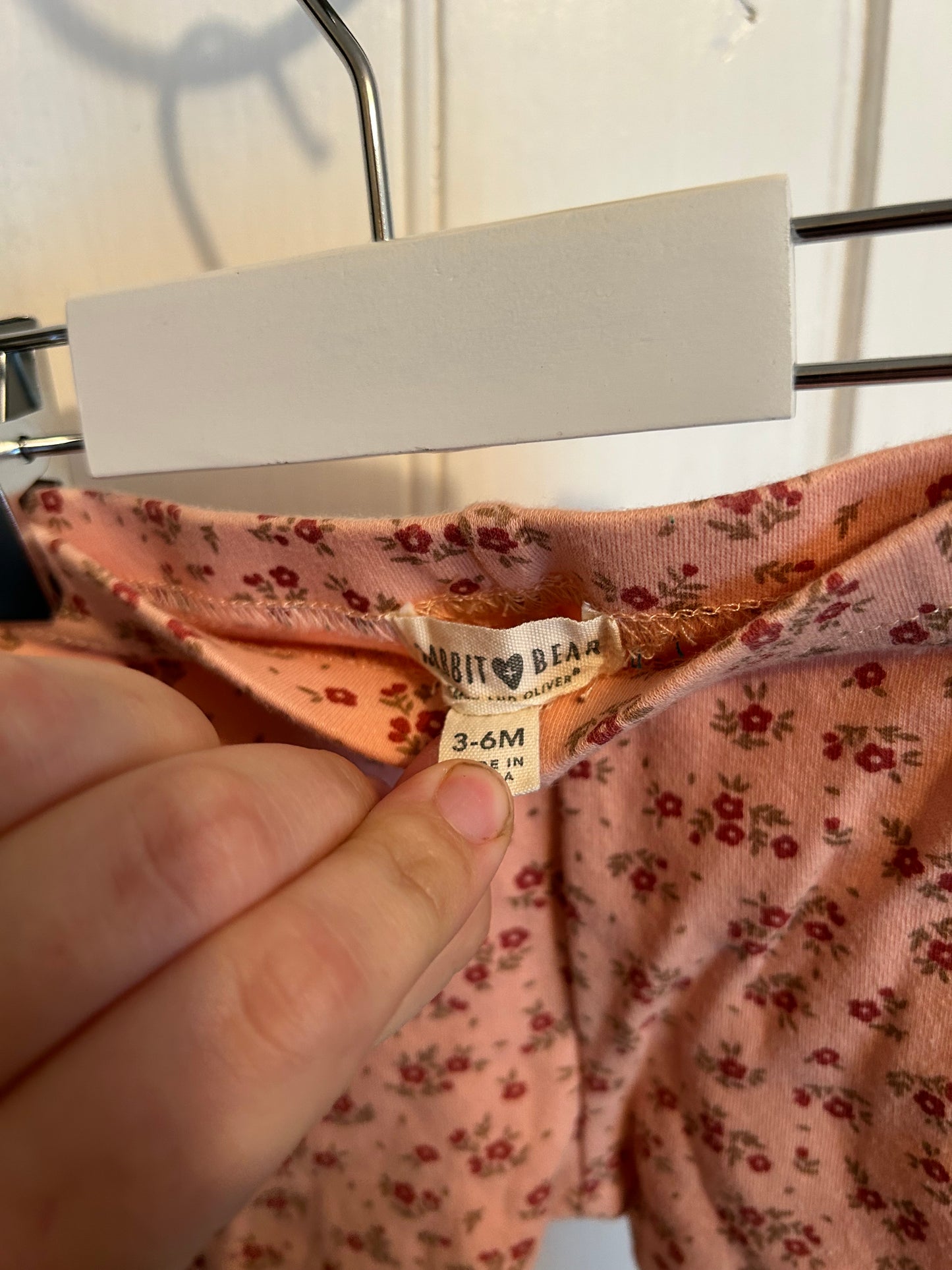 Rabbit & bear 3/6m pink floral leggings