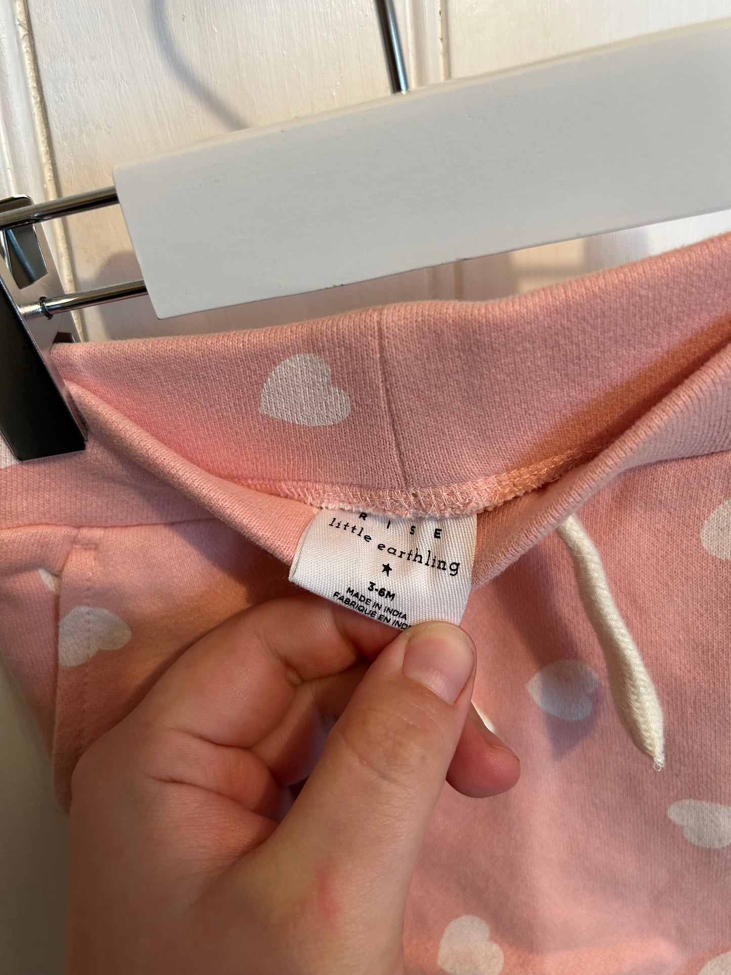 Rise little earthling 3/6m pink heart joggers