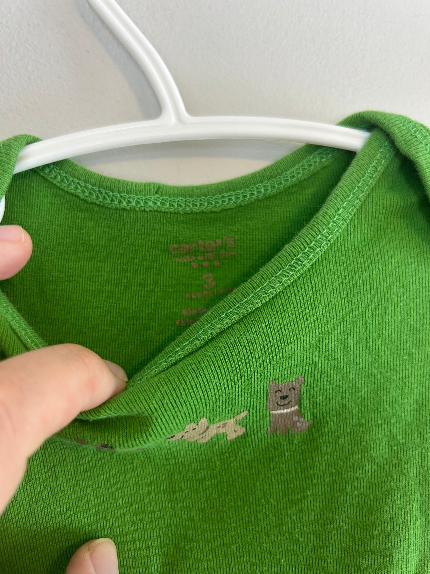 Carters 3m green dog onesie
