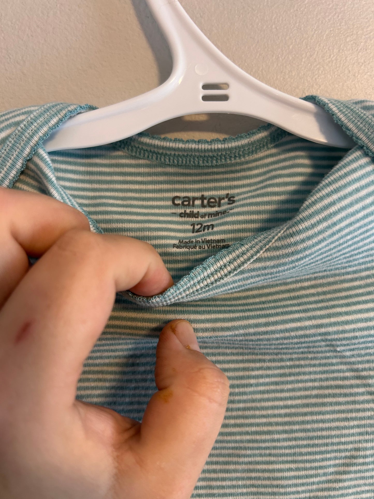 Carters 12m blue striped onesie