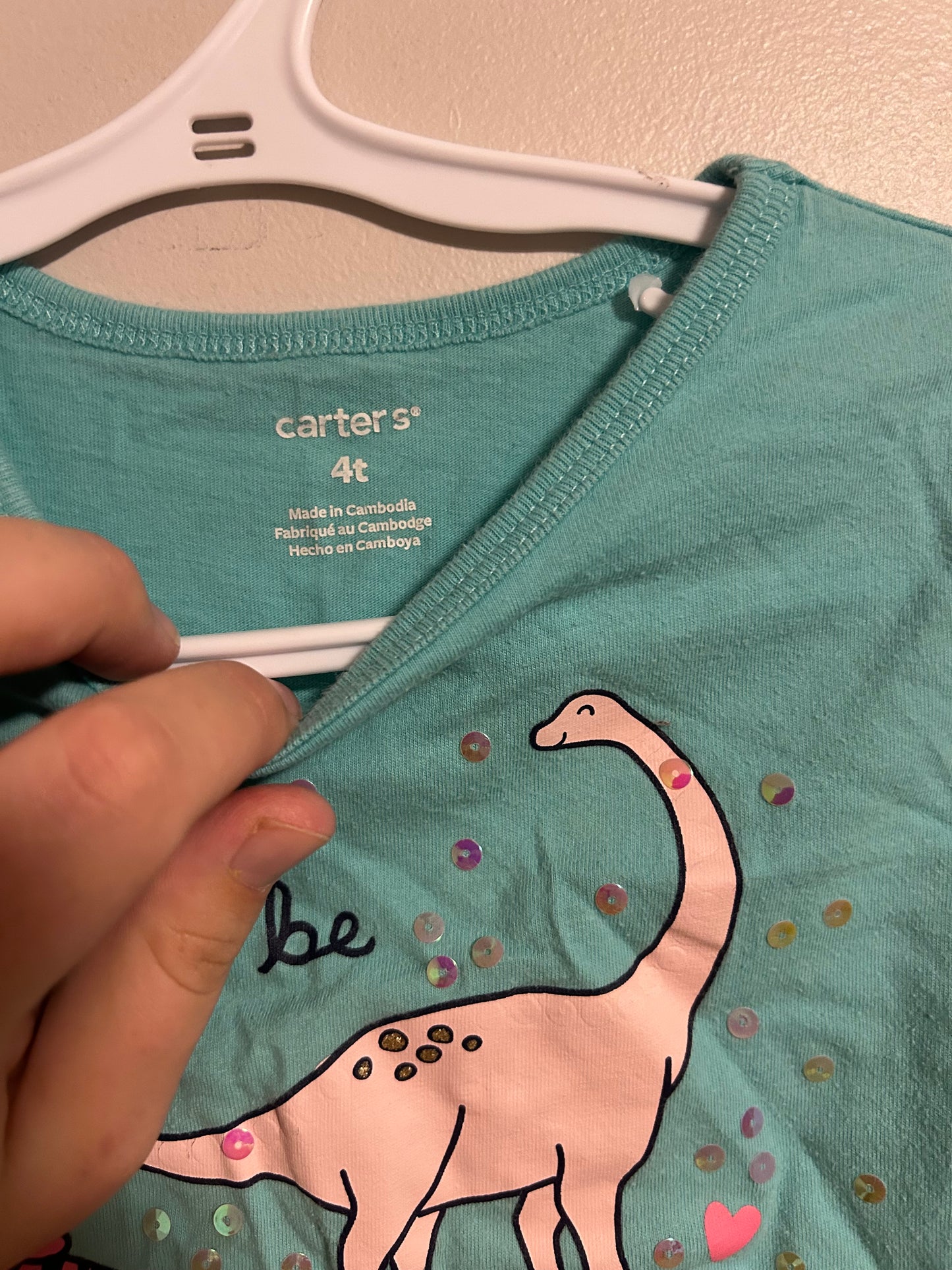 Carters 4t blue sparkly Dino top