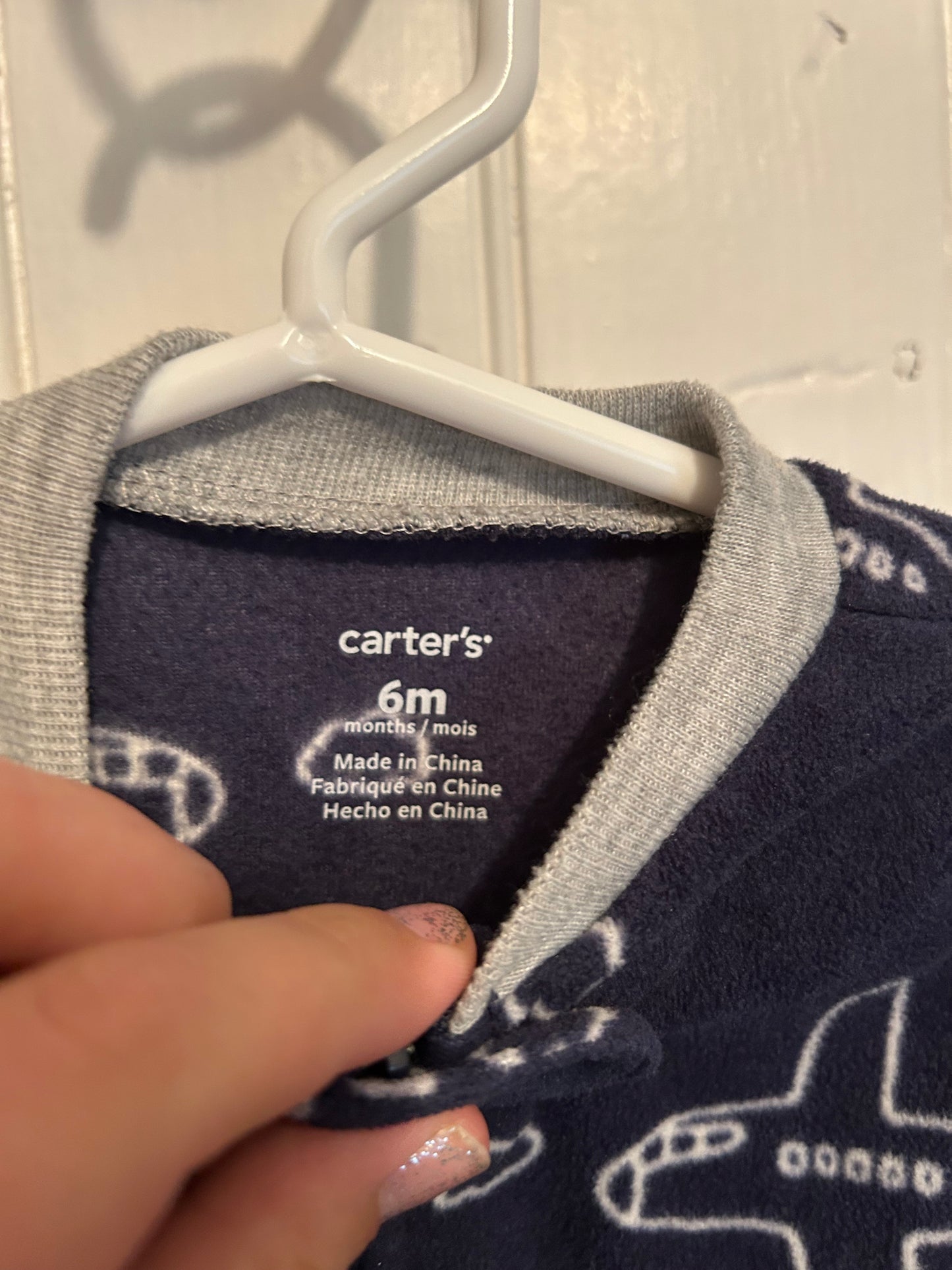 Carters 6m navy vehicle fleece sleeper