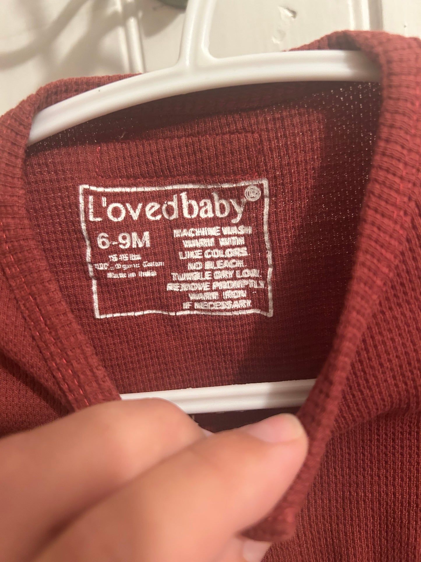L’oved baby 6/9m red waffle knit button up sleeper