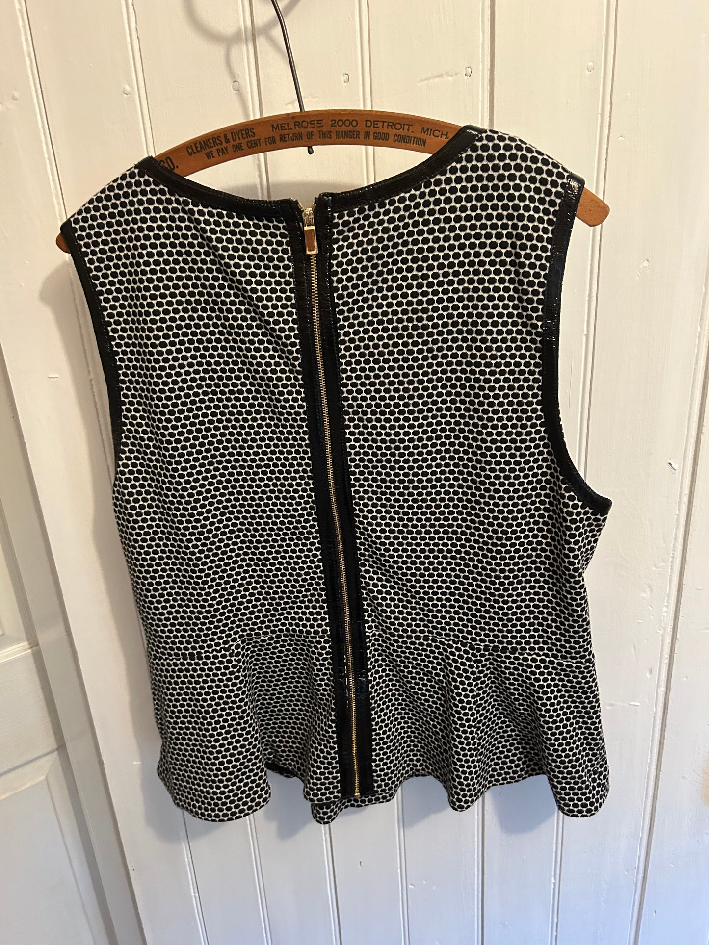 Vince Camuto xl black polka dot peplum tank blouse