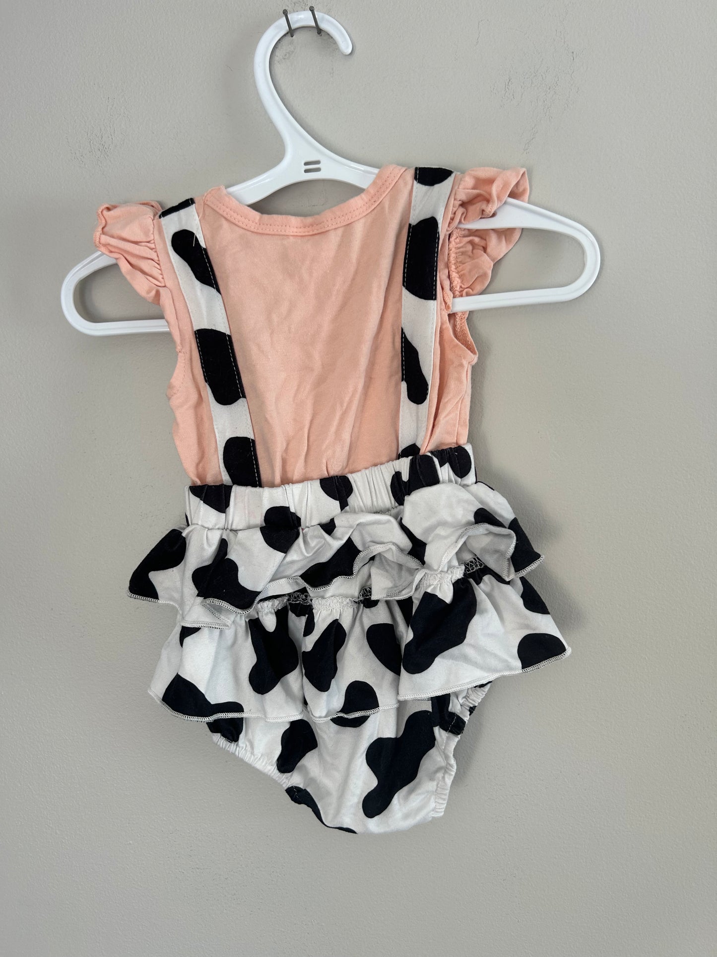 0/3m little sister cow romper