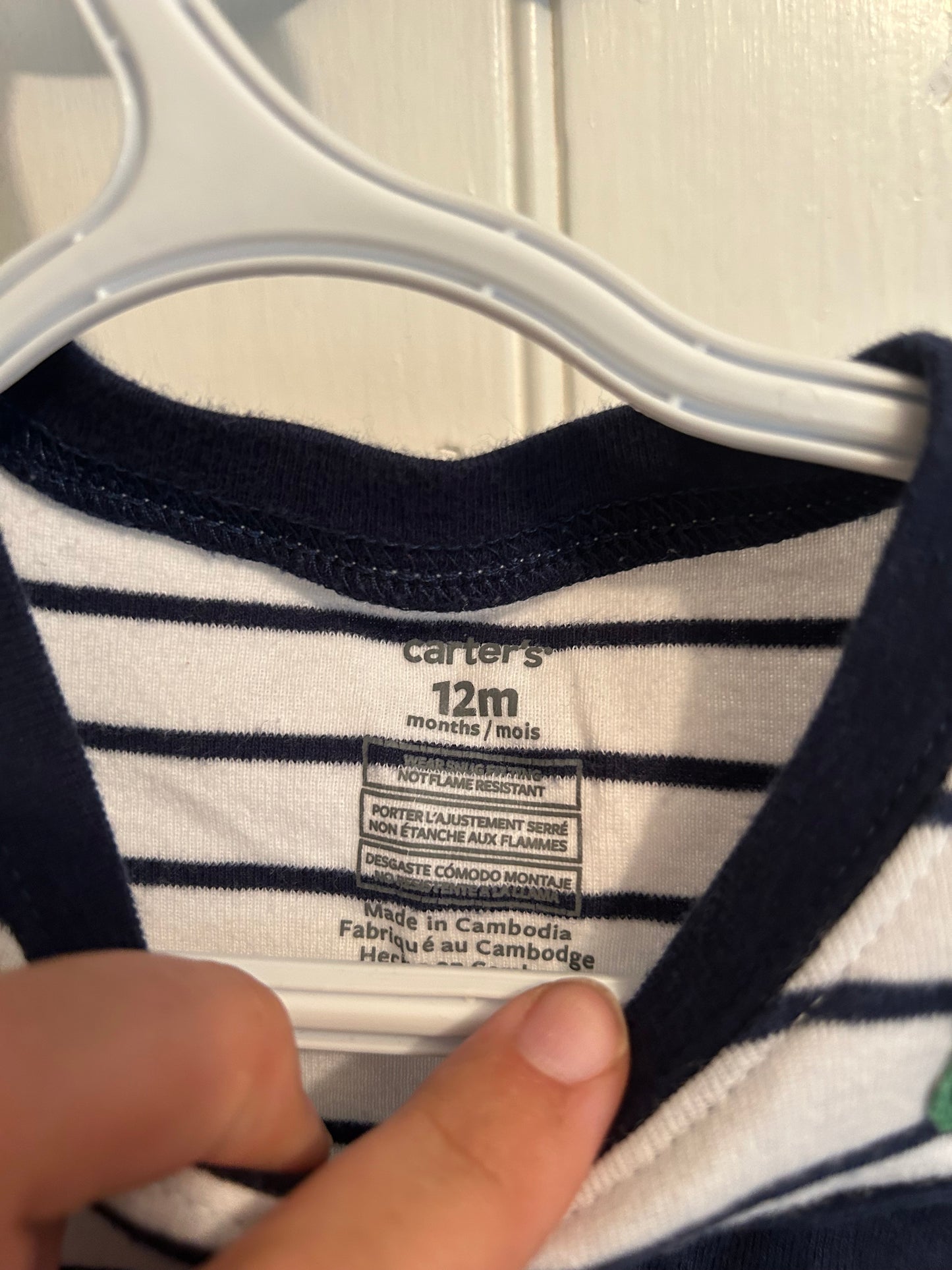 Carters 12m striped Dino tshirt