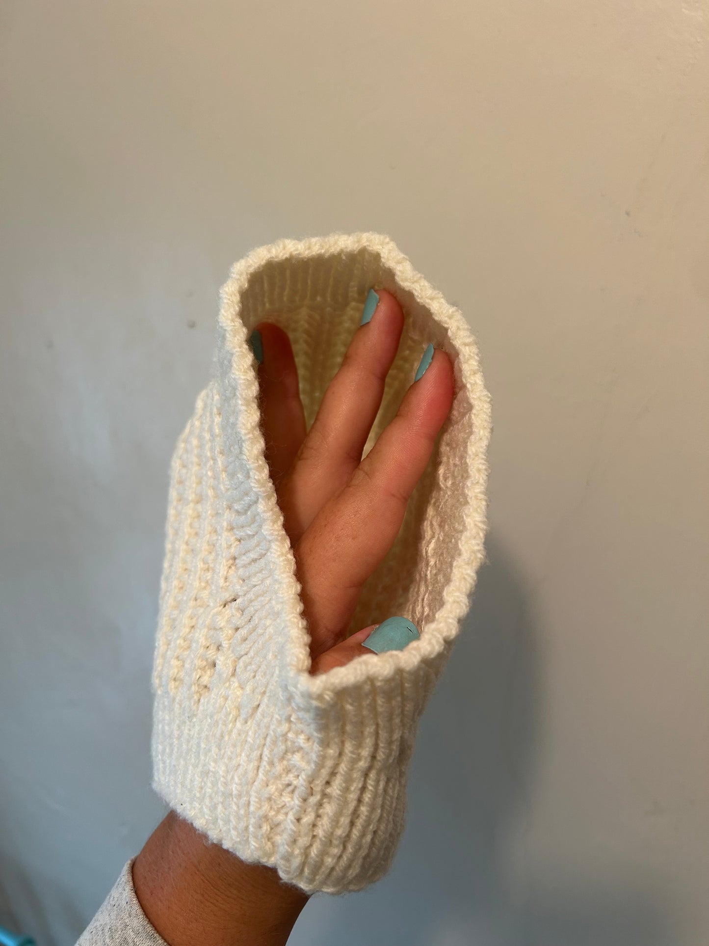 Handmade infant tan knit balaclava hat