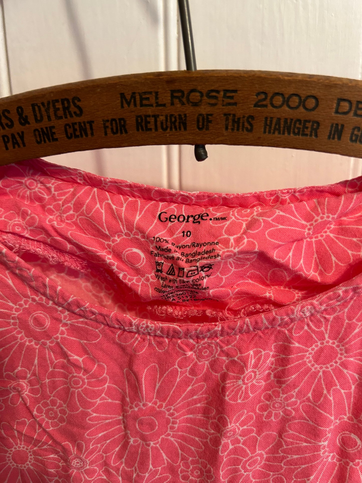 George youth 10 pink floral romper