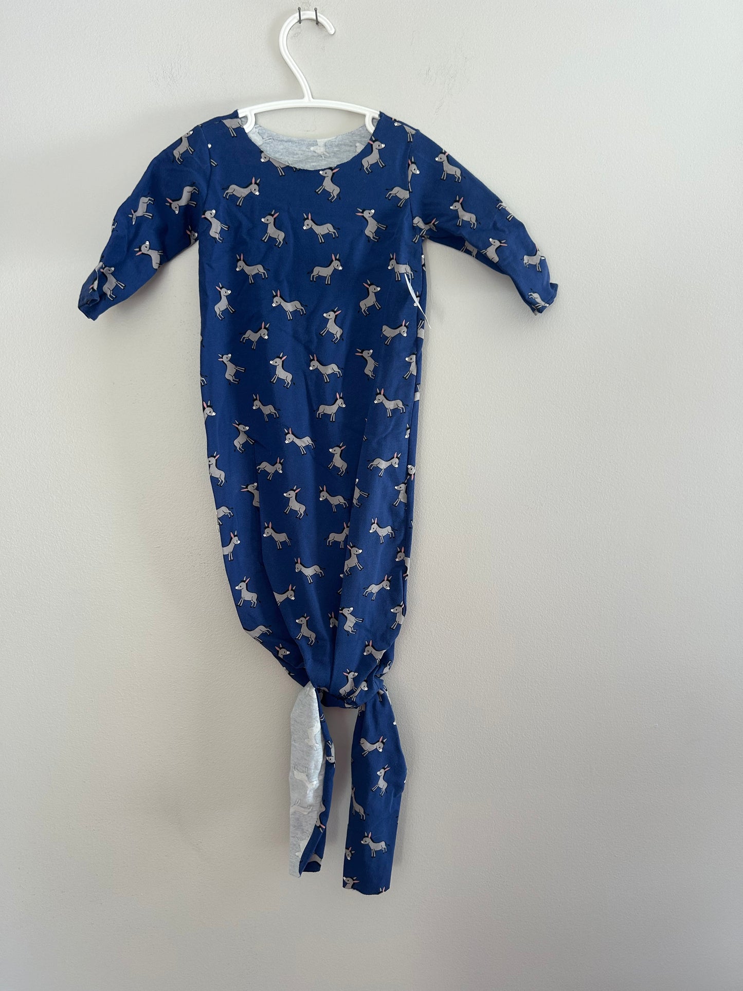 NEW handmade 0/6m blue donkey knotted gown