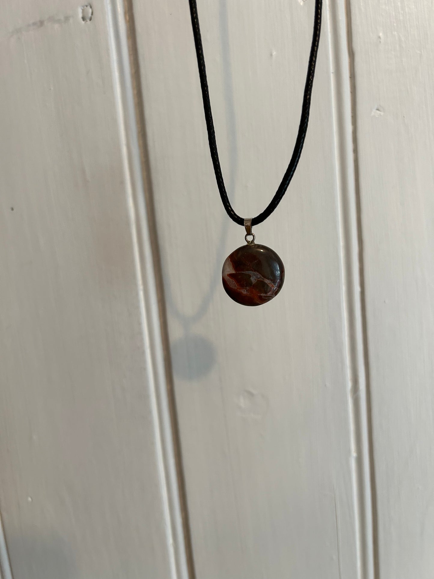 Brown circle pendant gemstone necklace