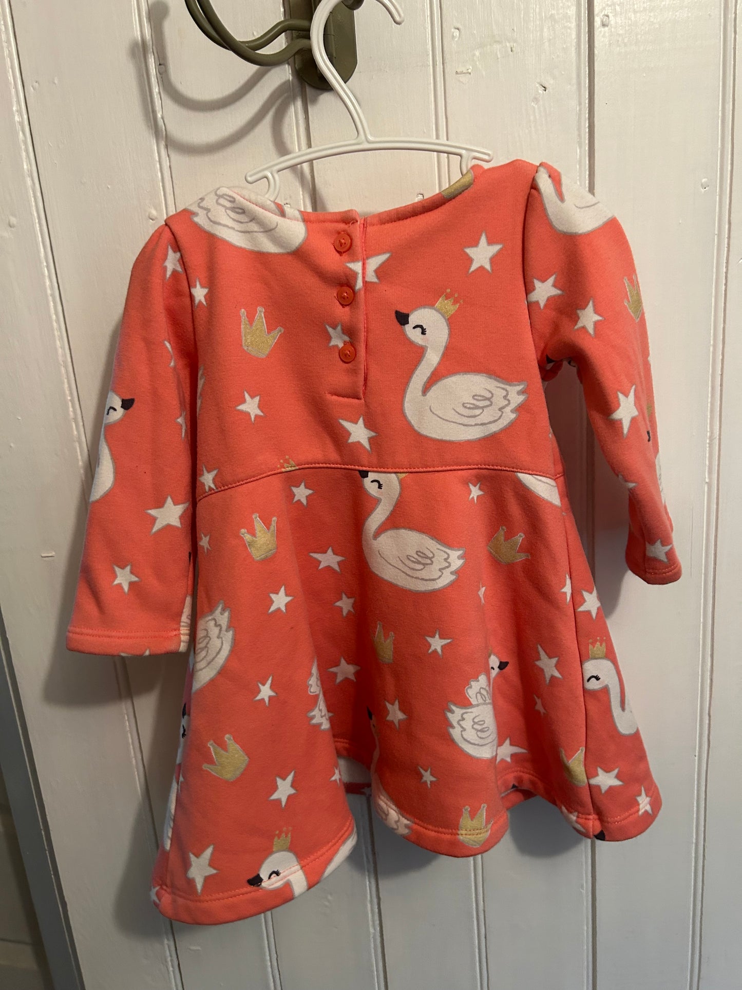 Gymboree 12/18m pink swan fleece dress