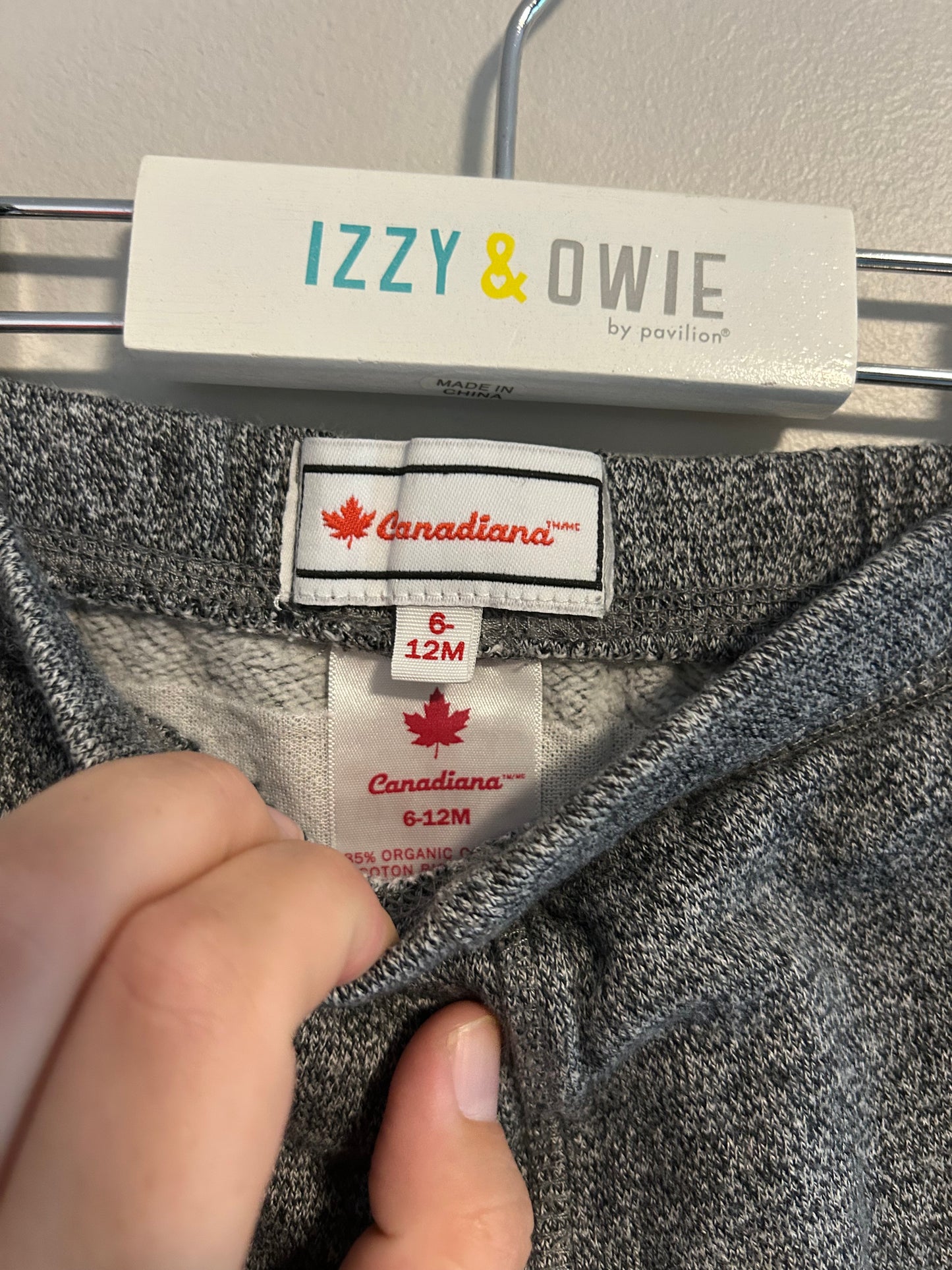 Canadiana 6/12m grey joggers