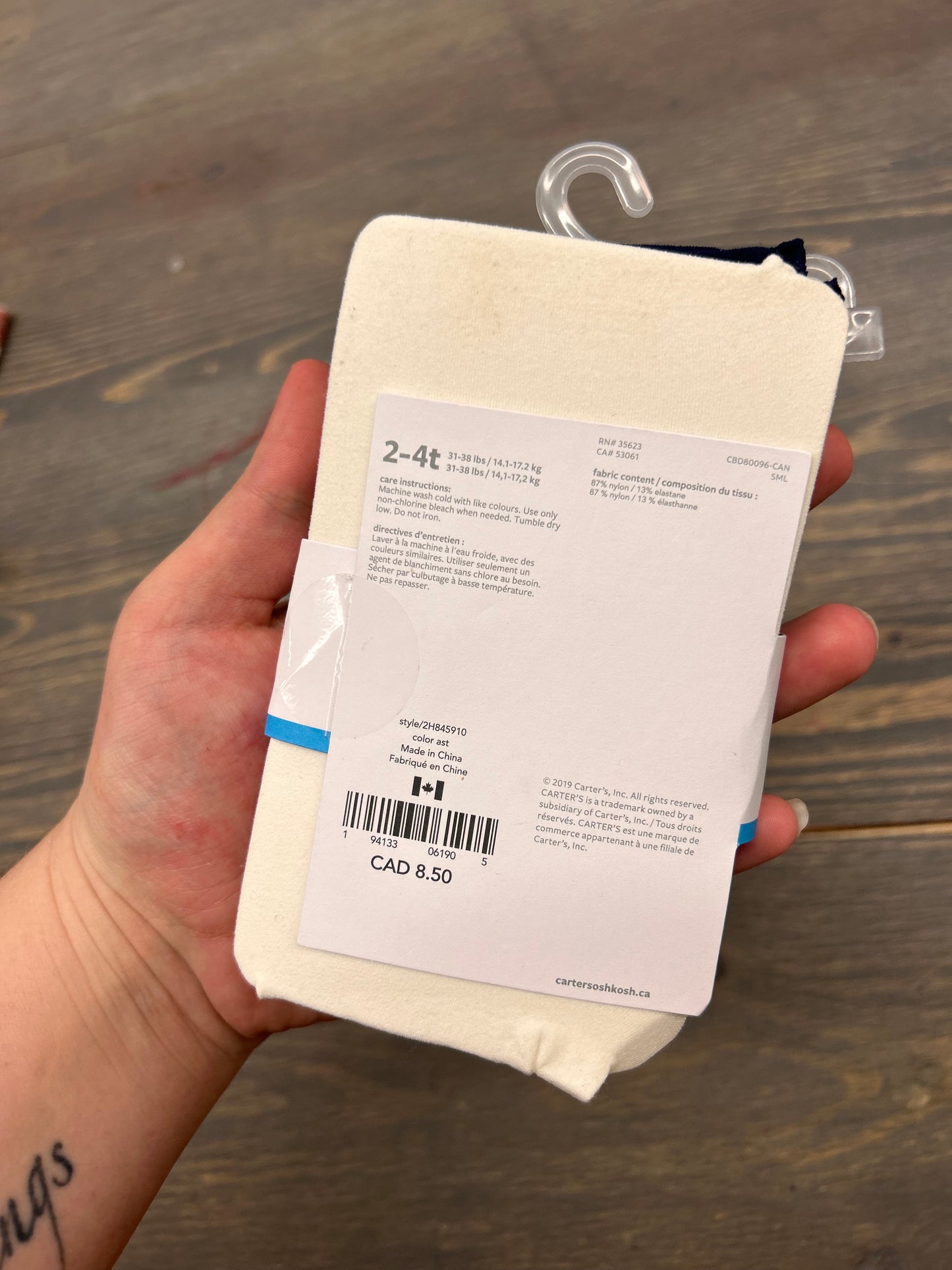 NEW carters 2/4t navy & white tights