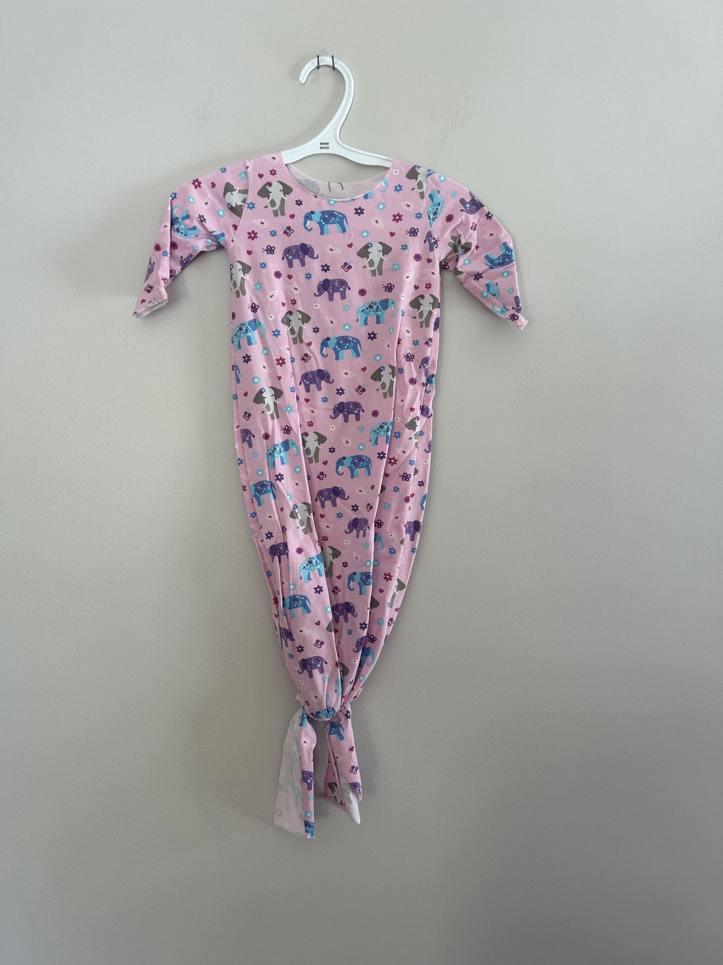 NEW handmade 0/6m pink elephant knot gown