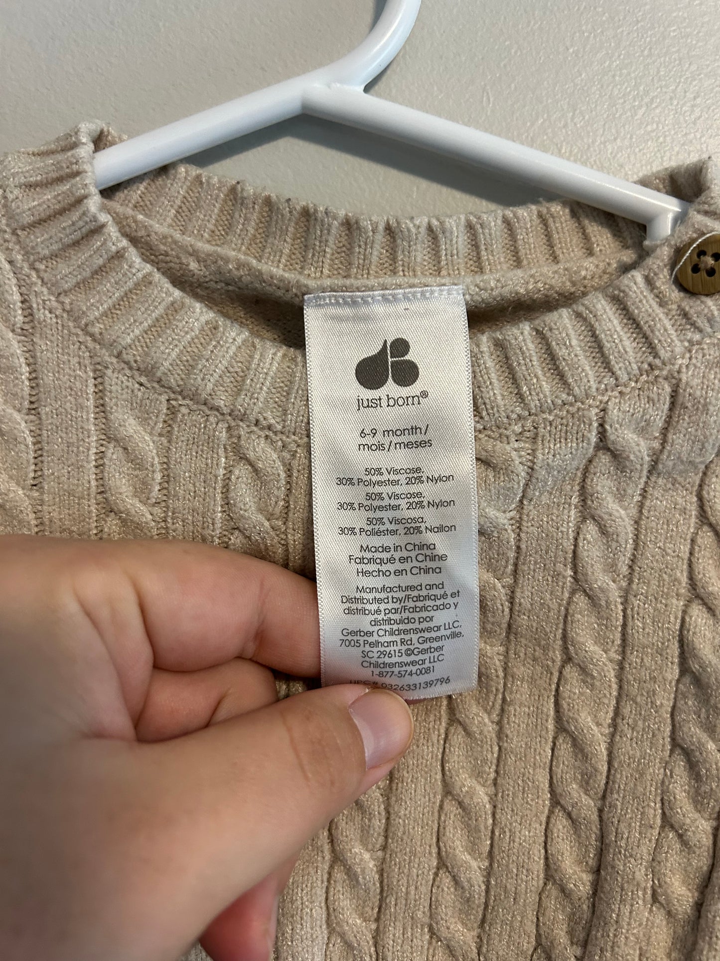 Just born 6/9m tan knit sweater