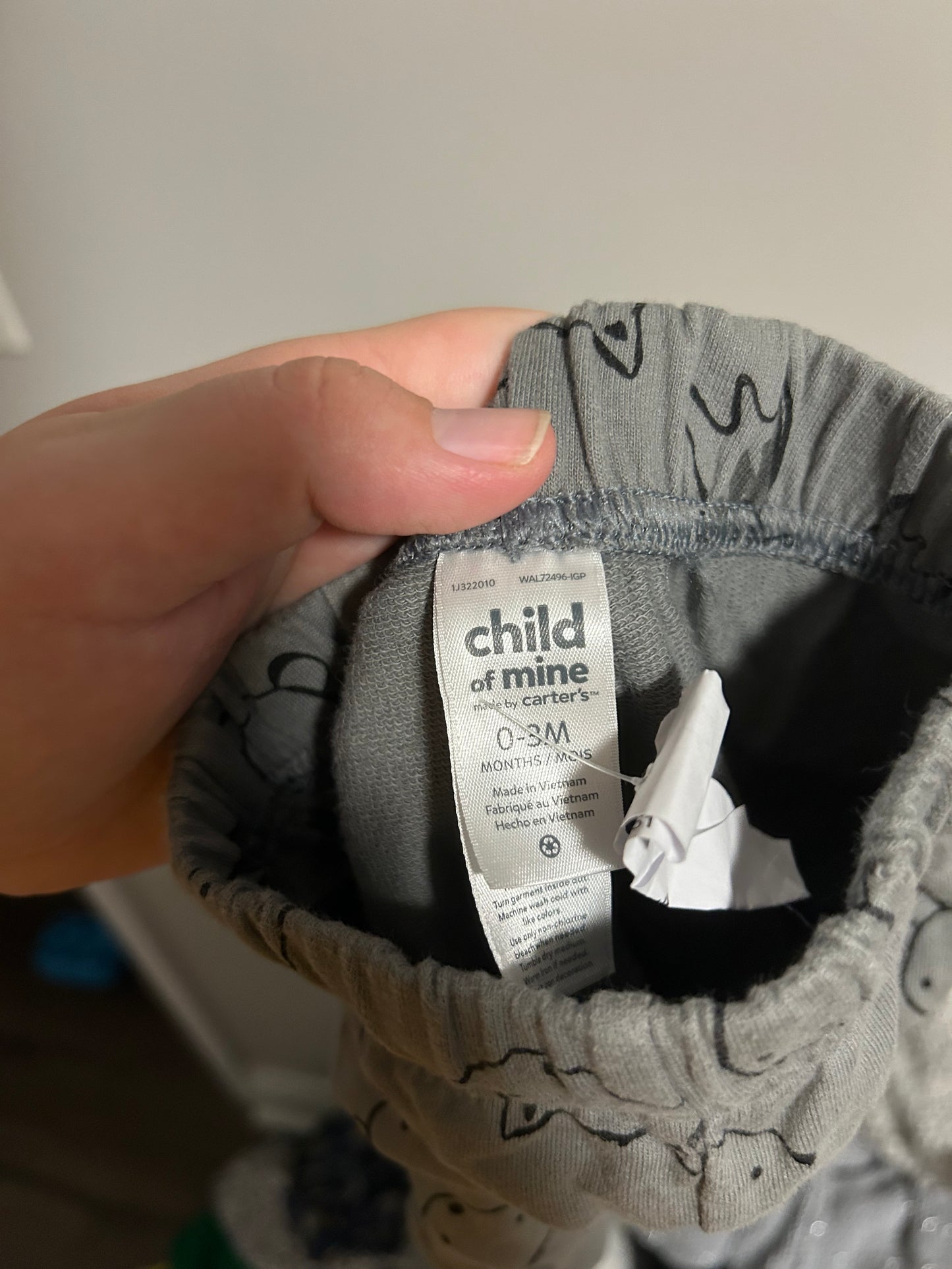 Carters 0/3m grey animal joggers