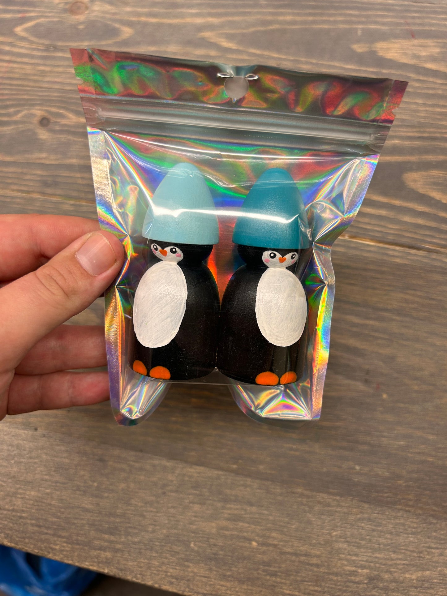 Penguin wooden peg figures
