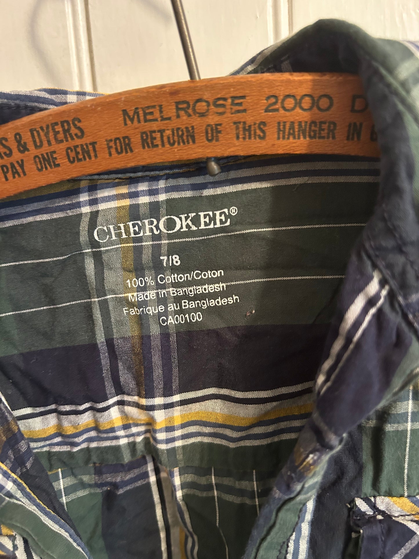 Cherokee 7/8 green flannel