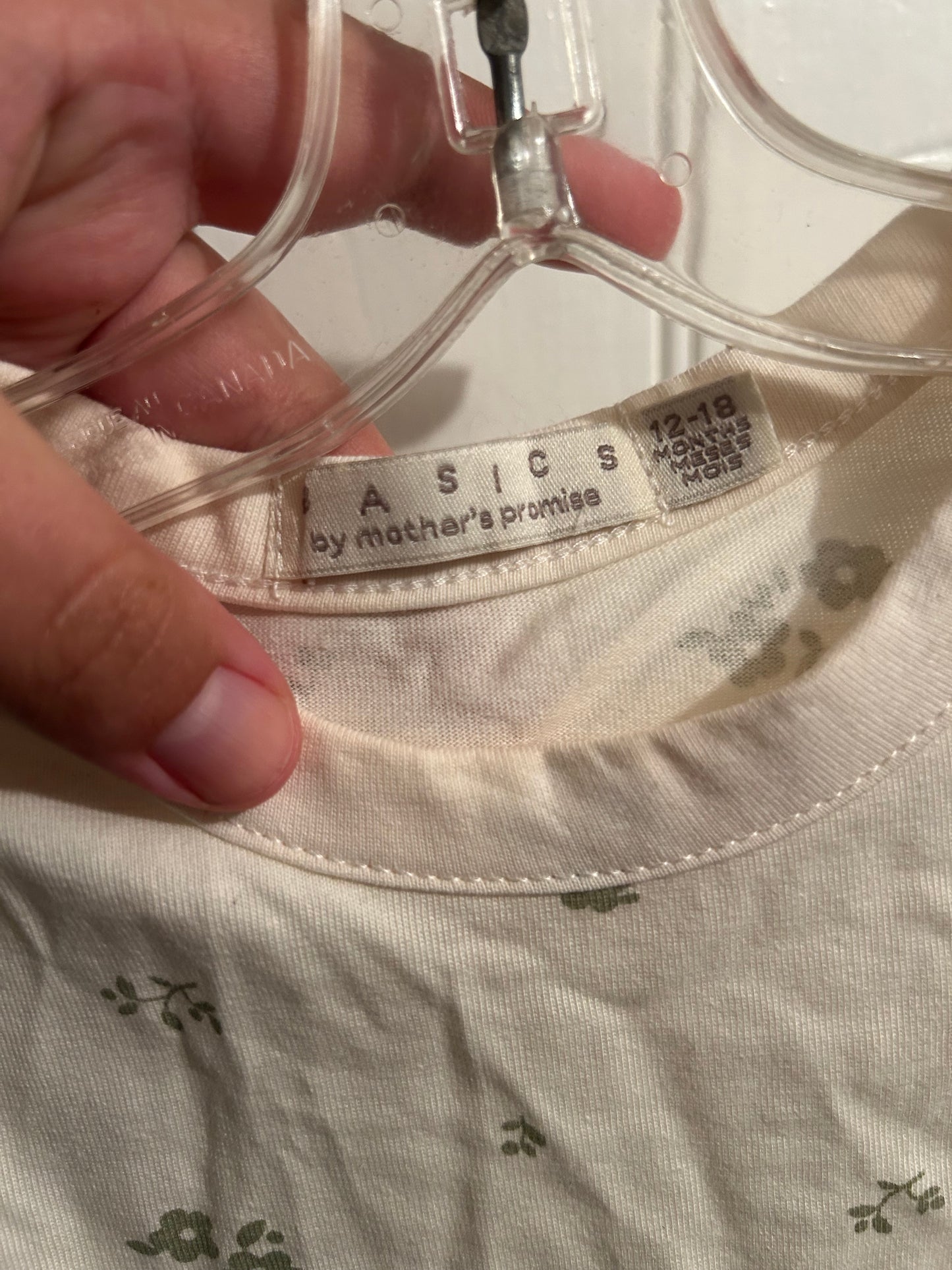 Basics 12/18m white & green floral romper