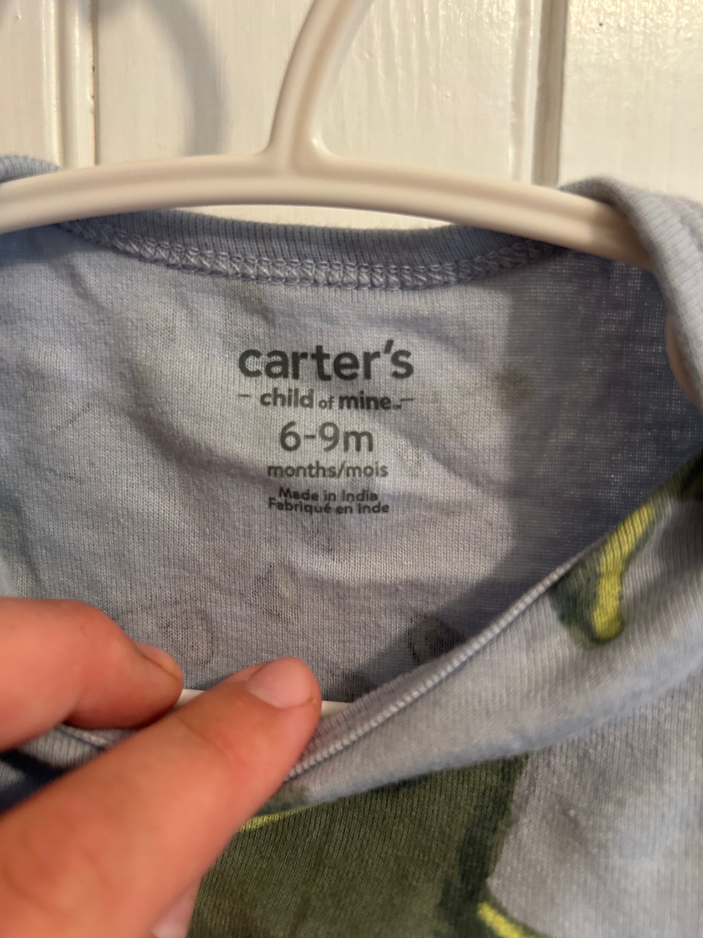 Carters 6/9m green & blue Dino onesie