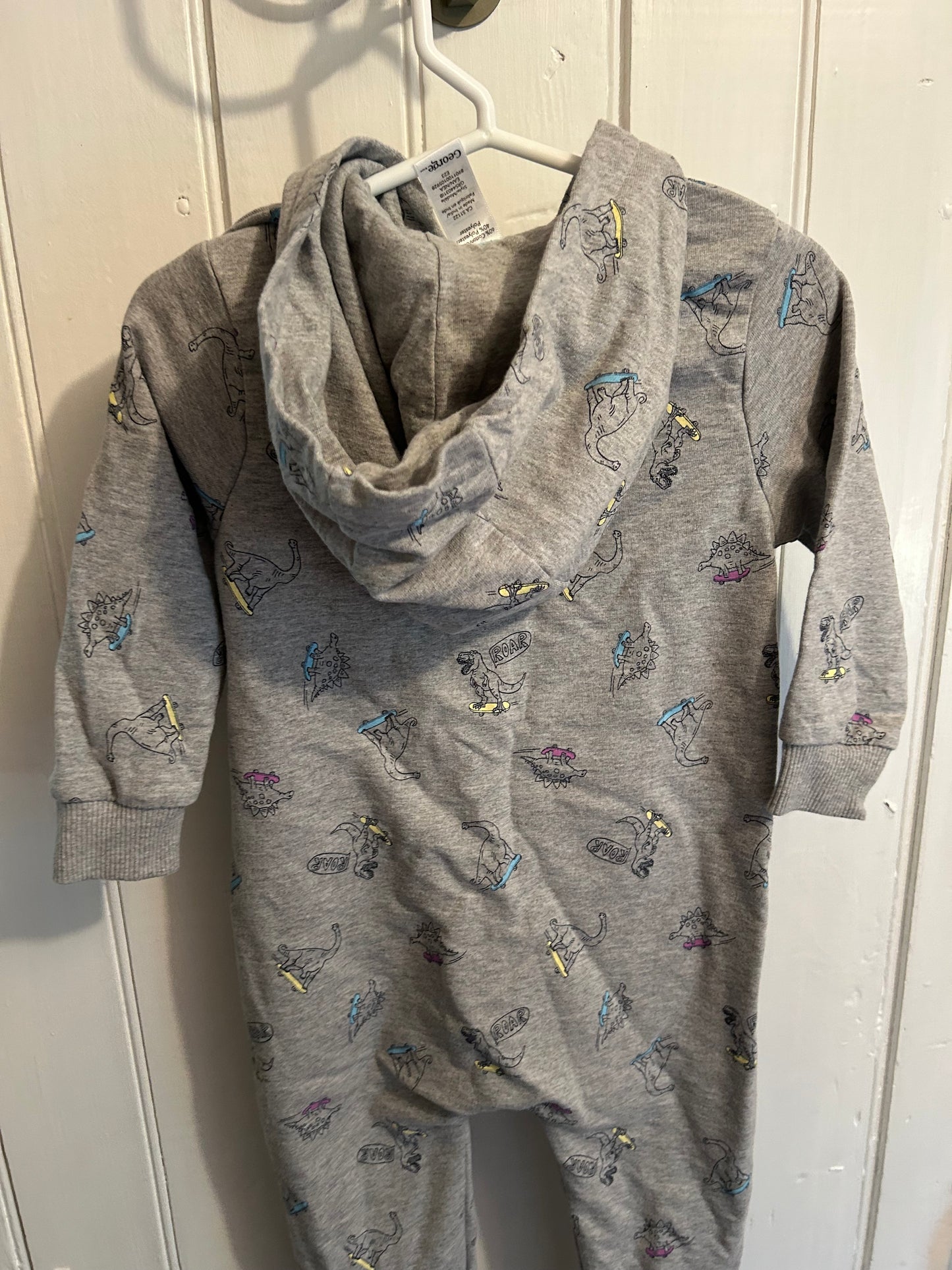 George 18/24m skate Dino sweater romper