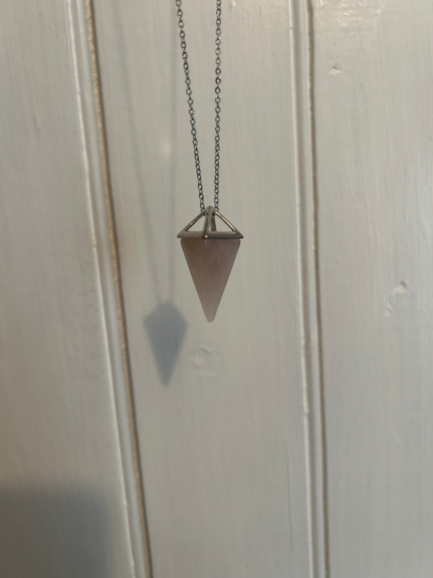 Handmade white triangle gemstone necklace