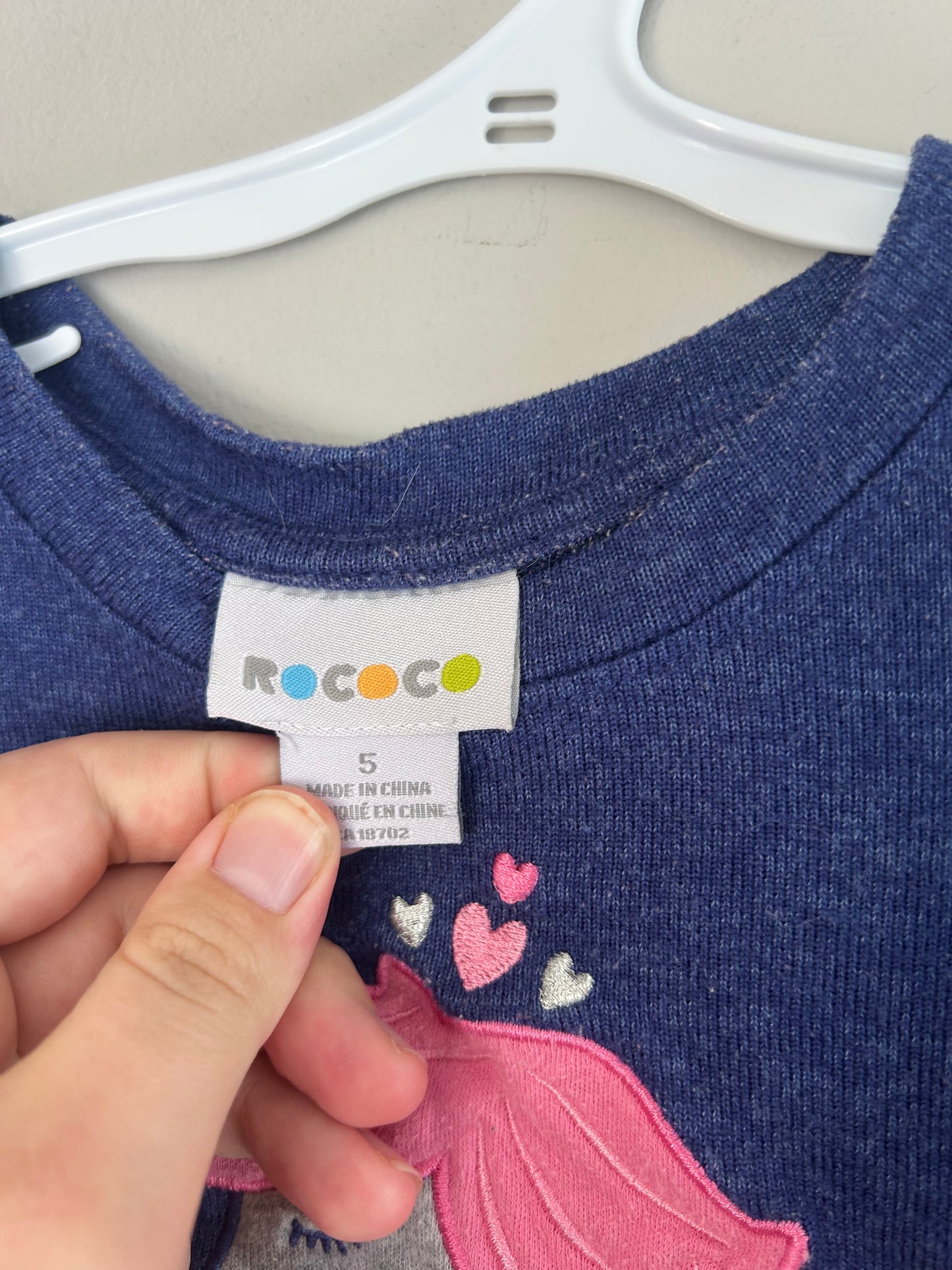 Rococo 5 blue & pink unicorn flare sleeve dress