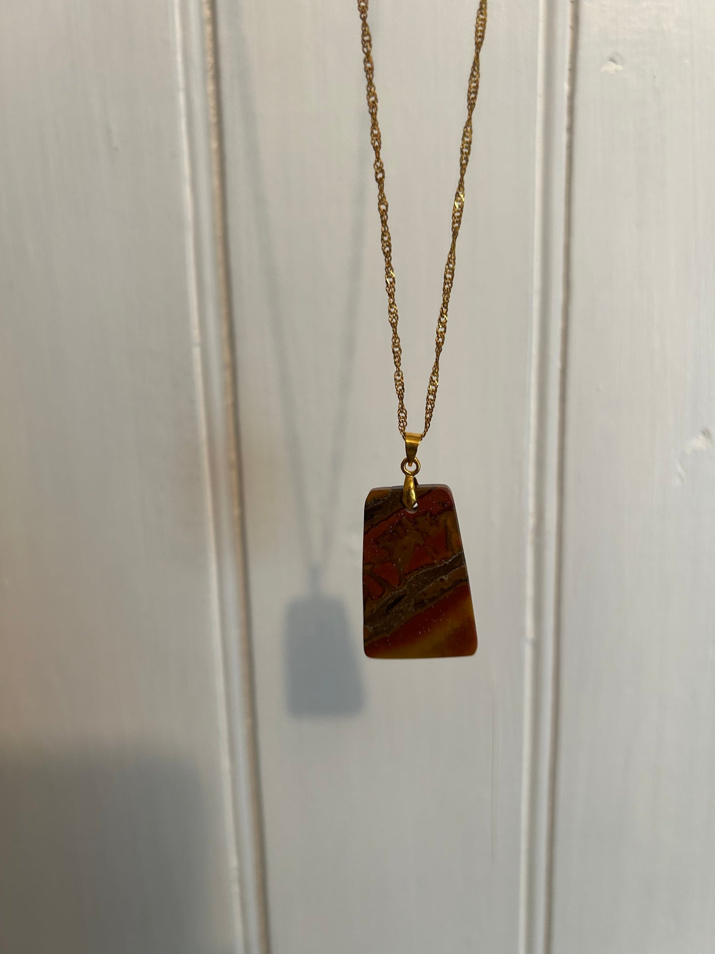 Handmade square brown gemstone necklace