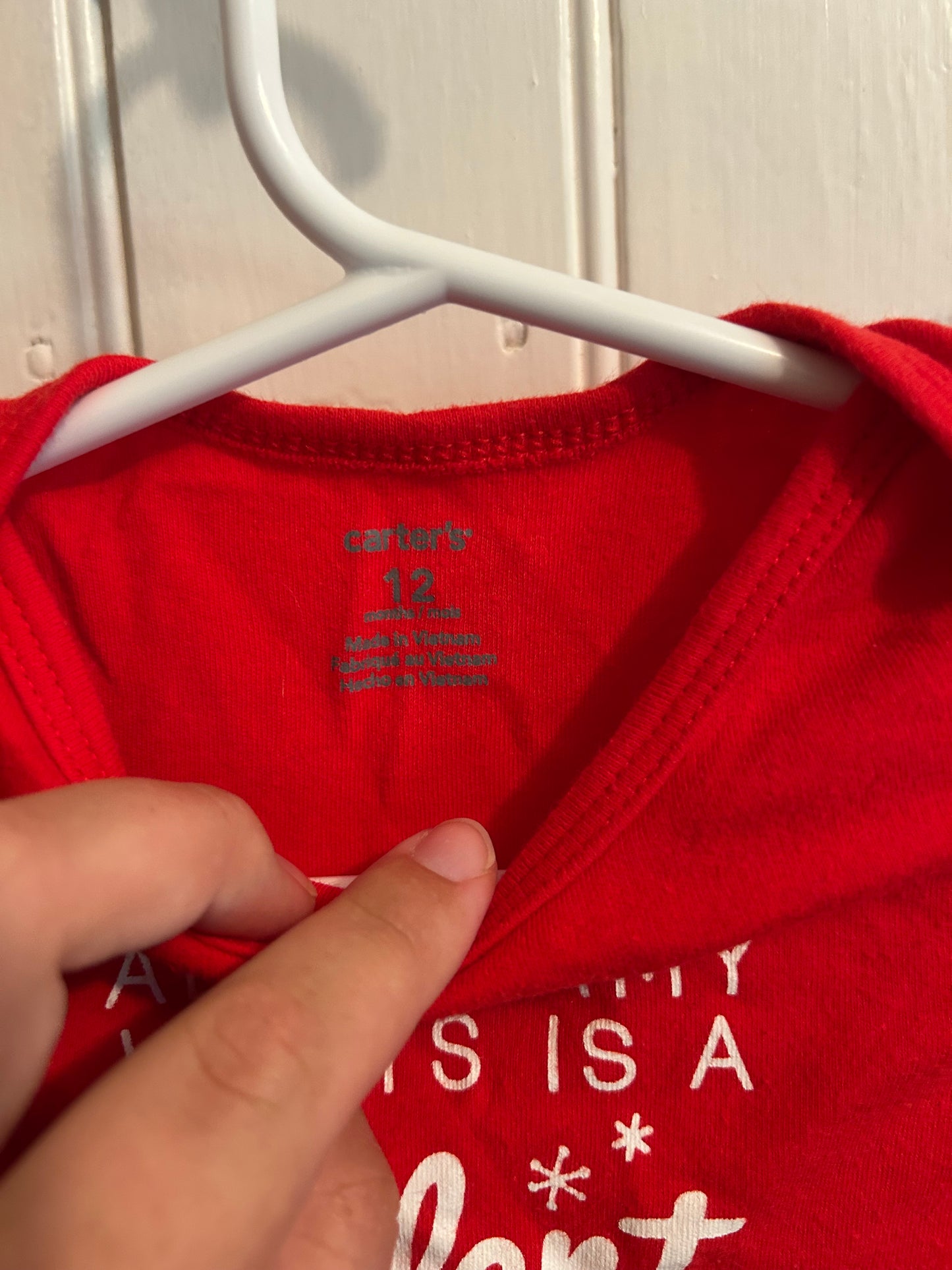 Carters 12m red silent night onesie