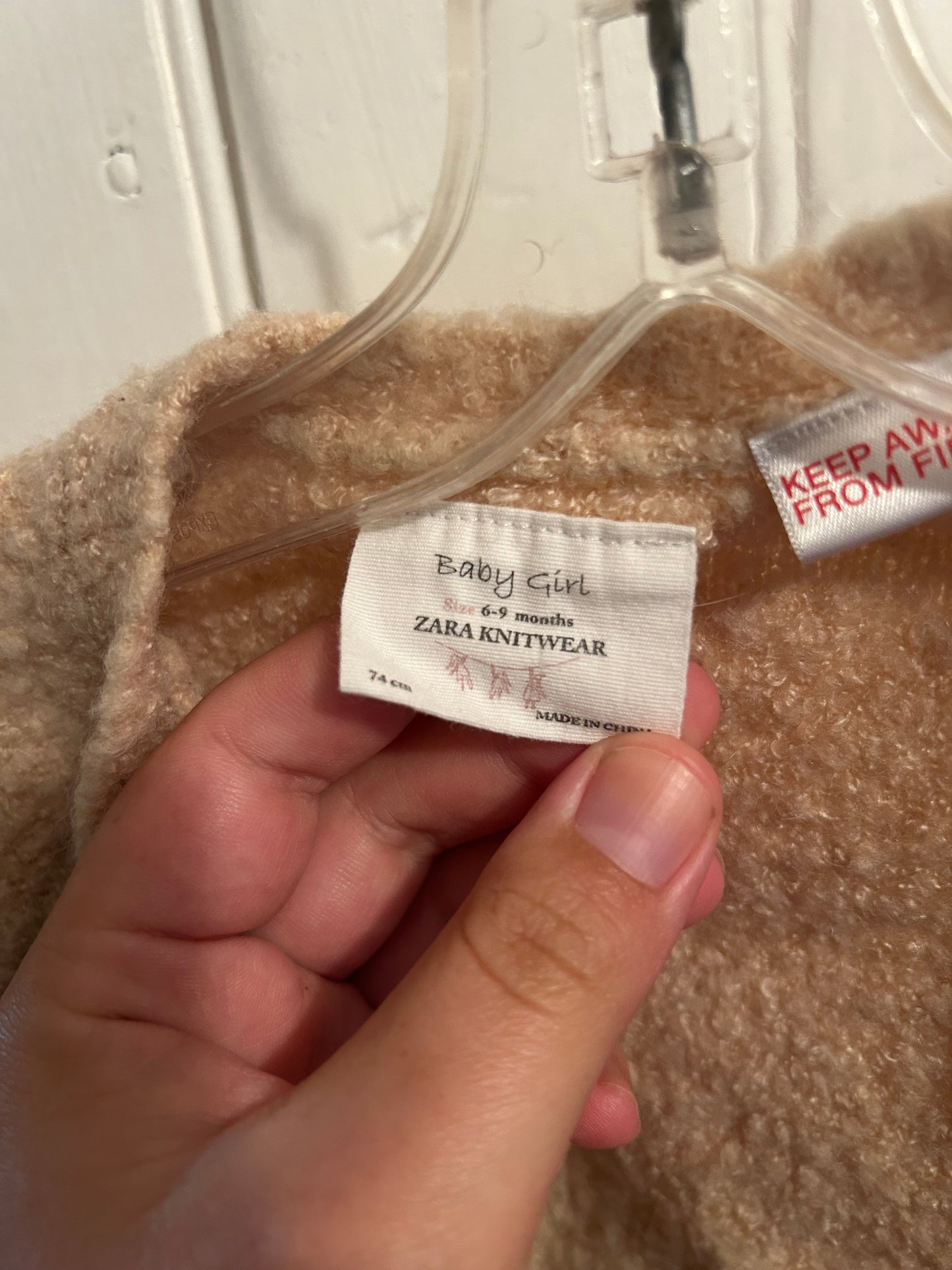 Zara 6/9m tan wool cardigan