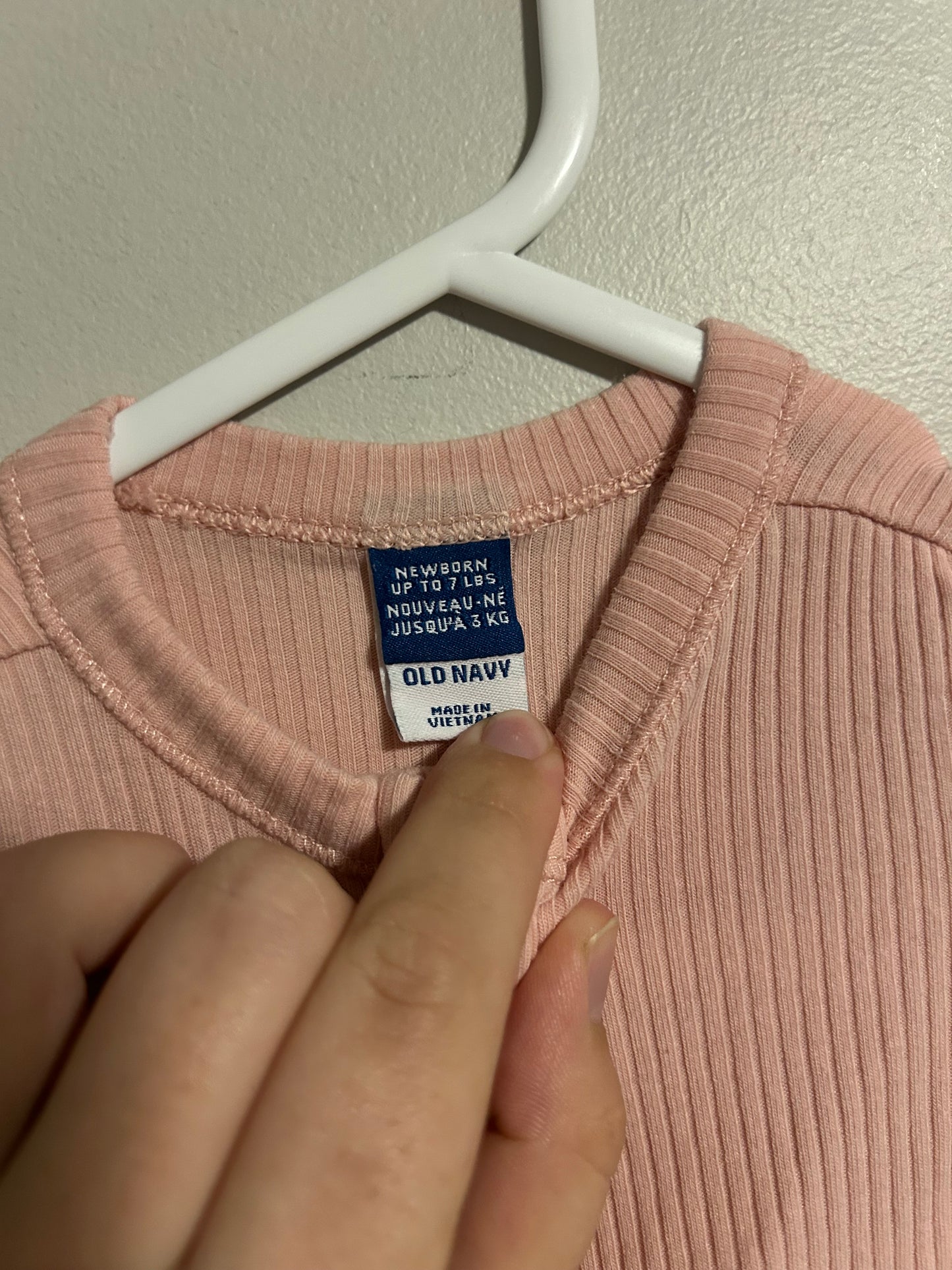 Old navy newborn pink ribbed sleeper