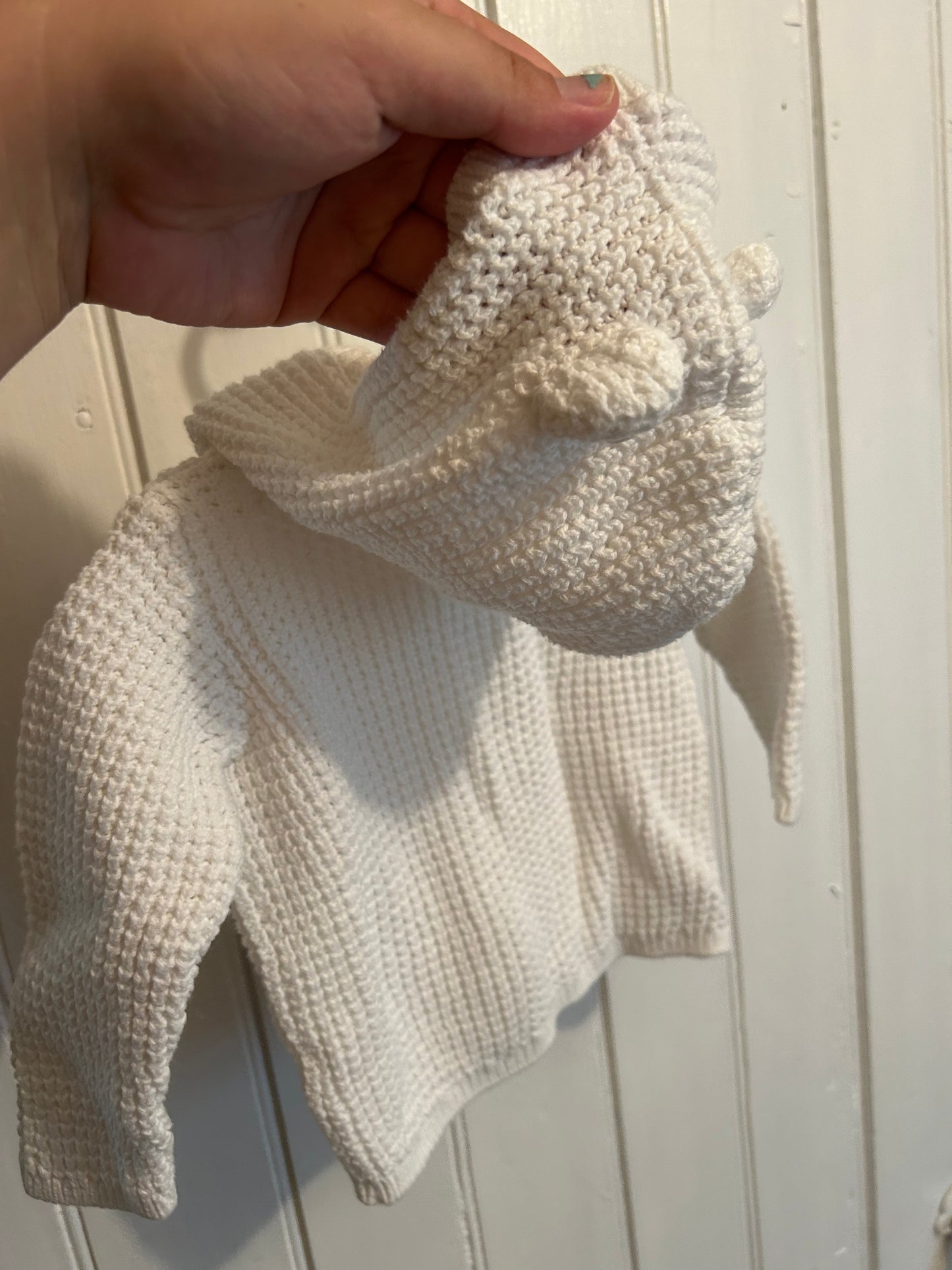 Carters 9m white knit bear cardigan