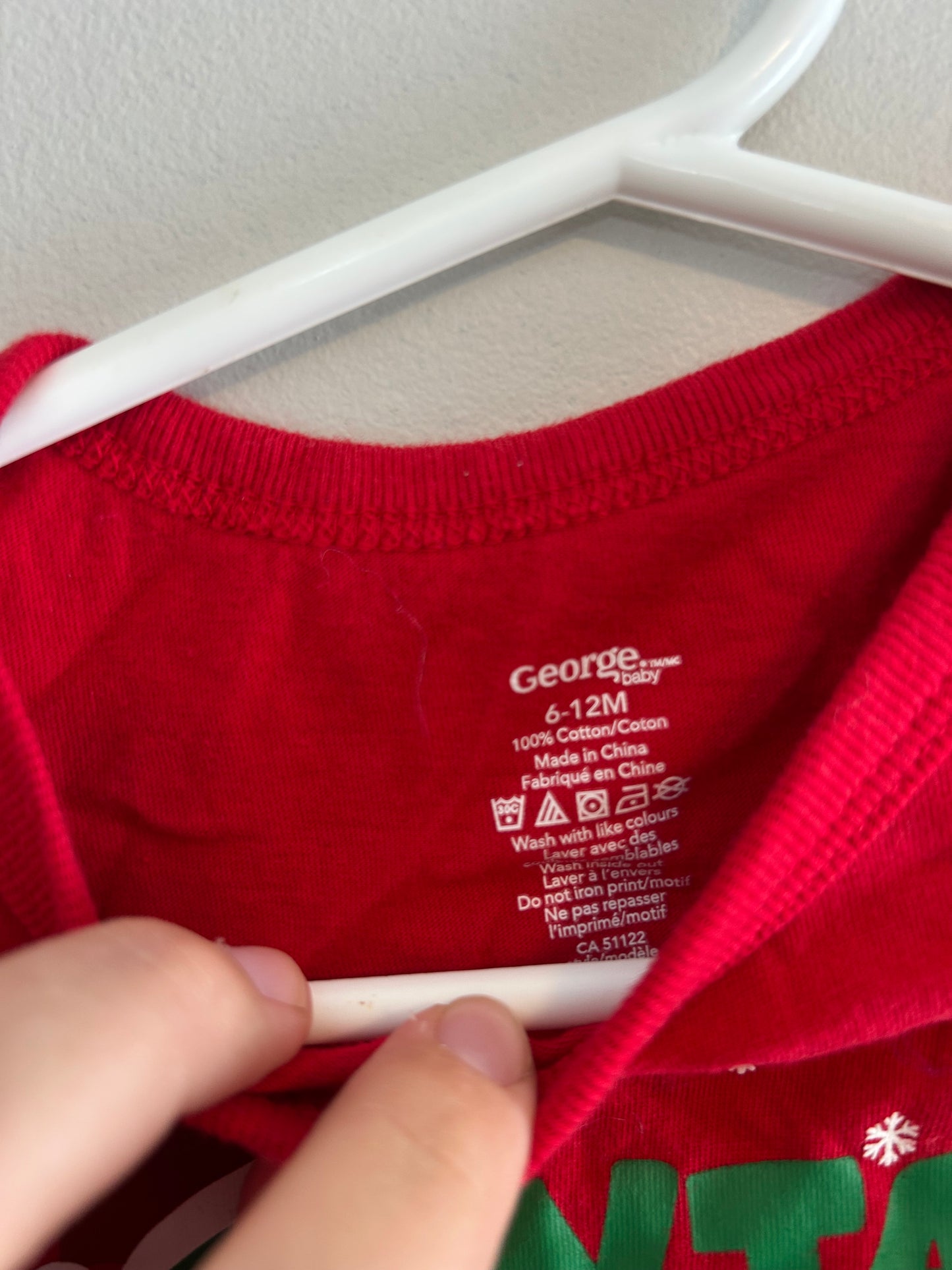 George 6/12m red santa onesie