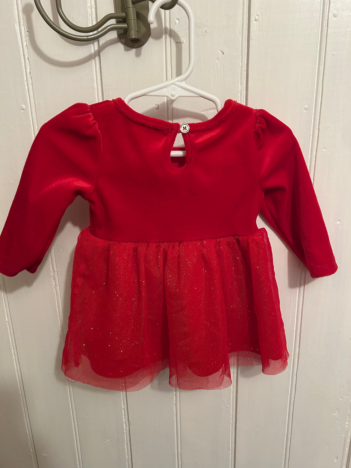 George 3/6m red velvet tulle dress