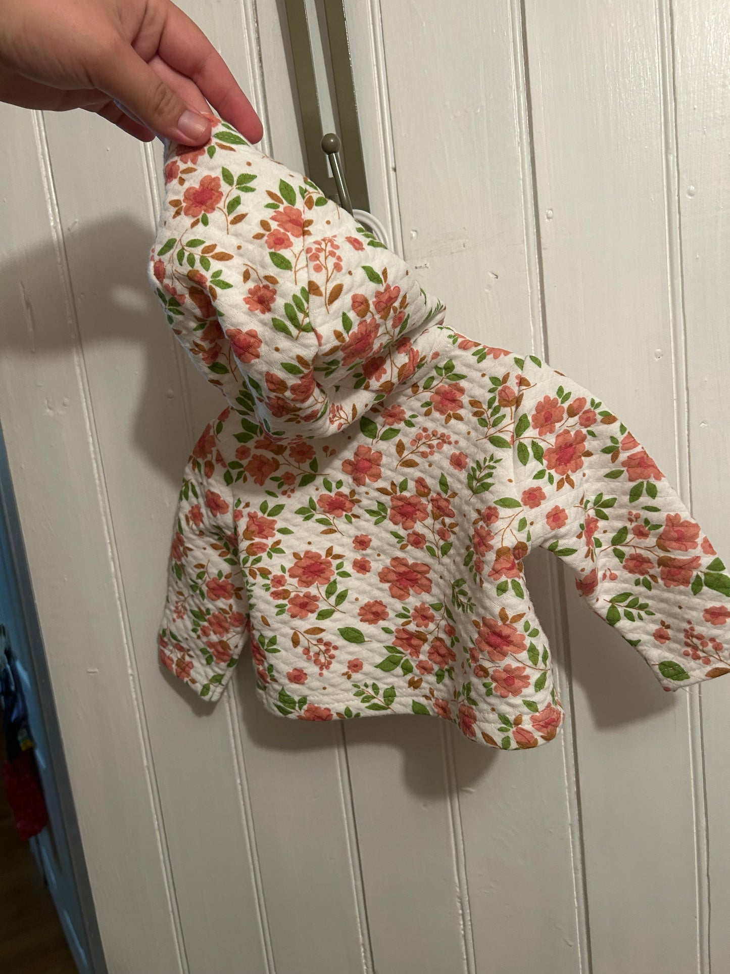 Monkey bars 12m pink floral quilted cardigan