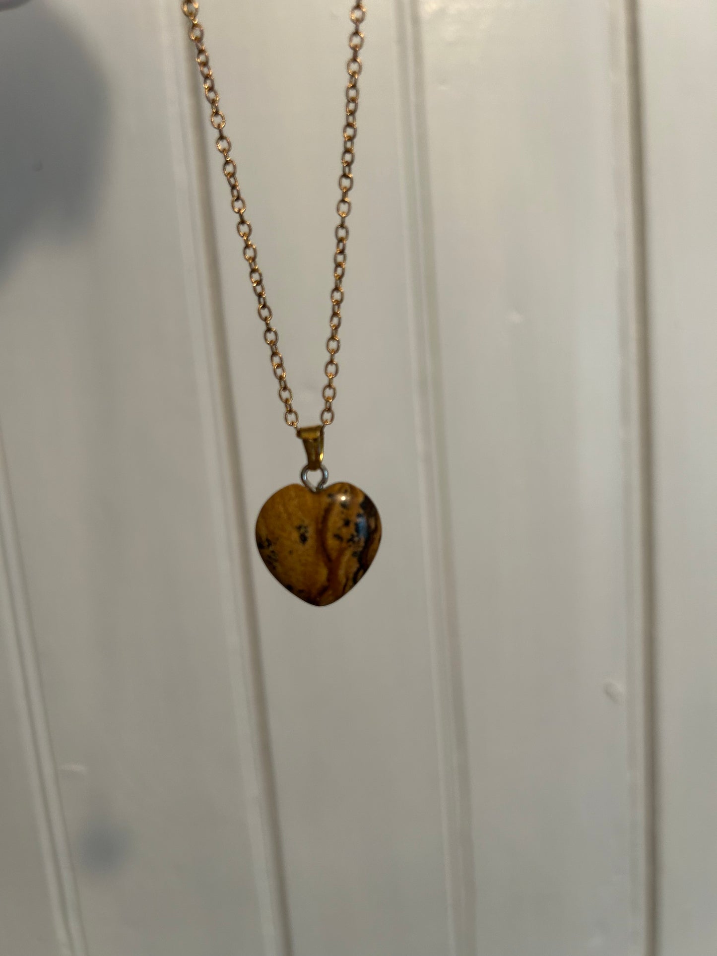 Handmade brown heart gemstone necklace