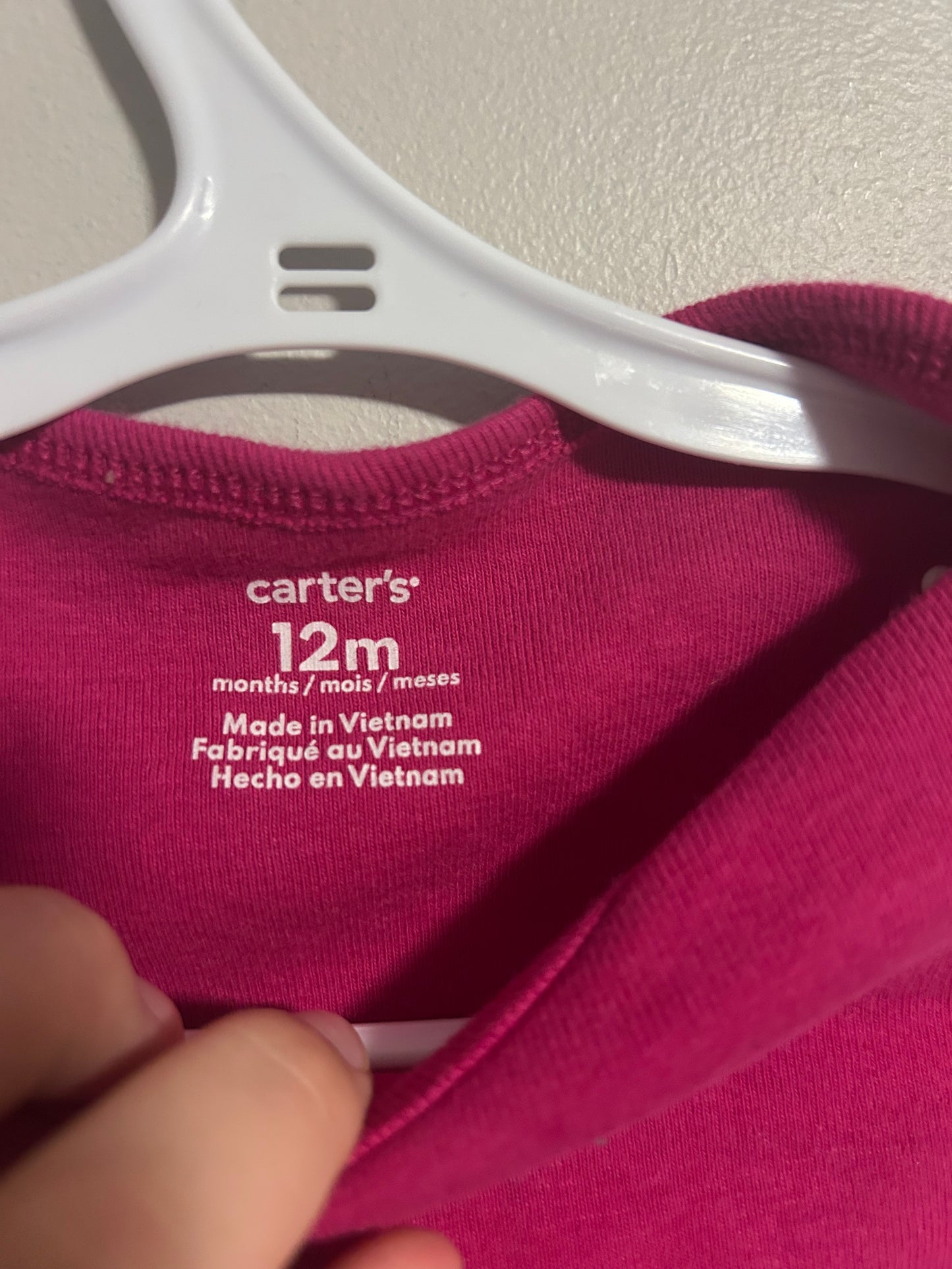 Carters 12m pink short sleeve onesie