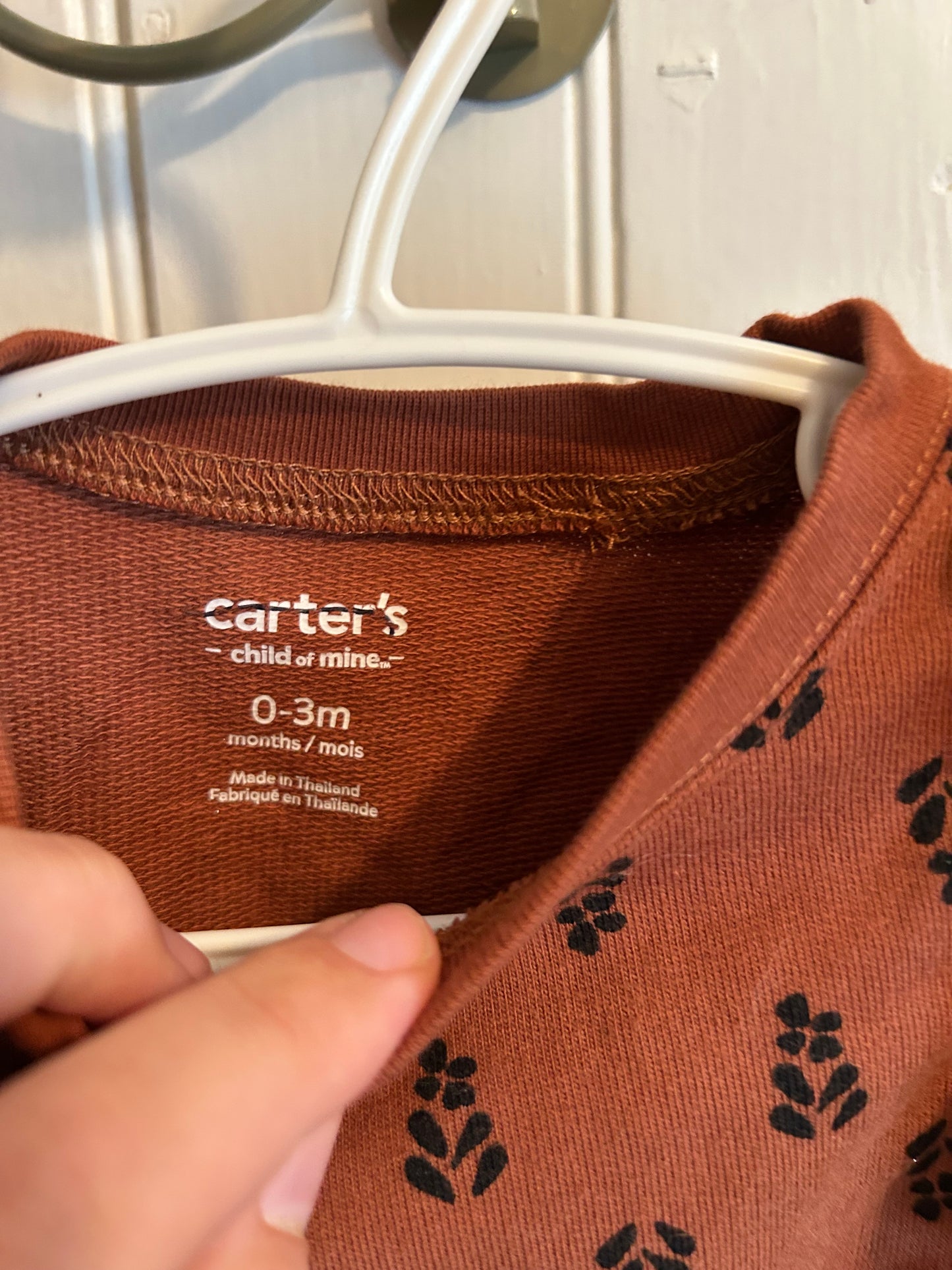 Carters 0/3m brown floral ruffle sweater