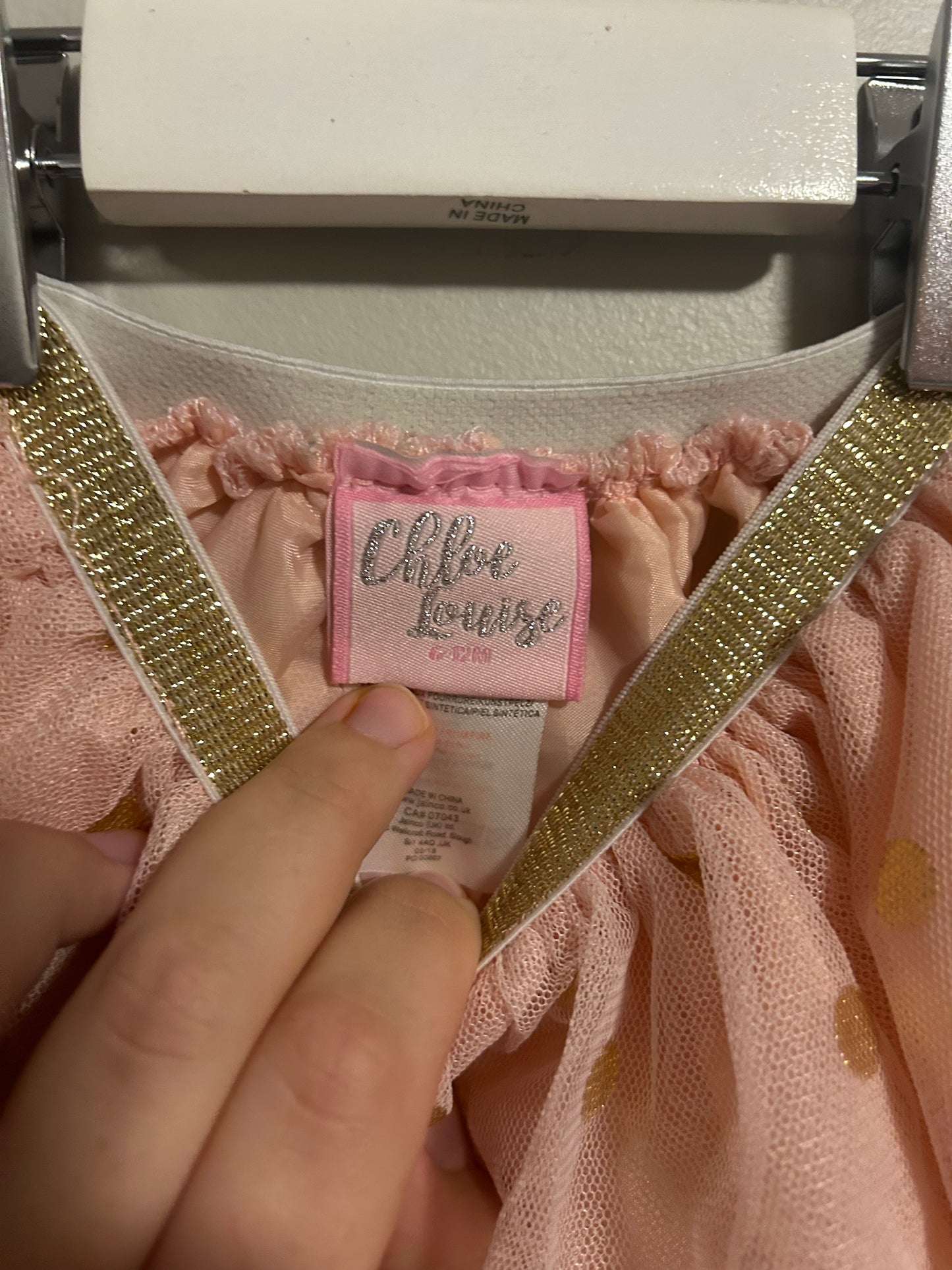 Chloe Louise 6/12m pink & gold polka dot tulle skirt