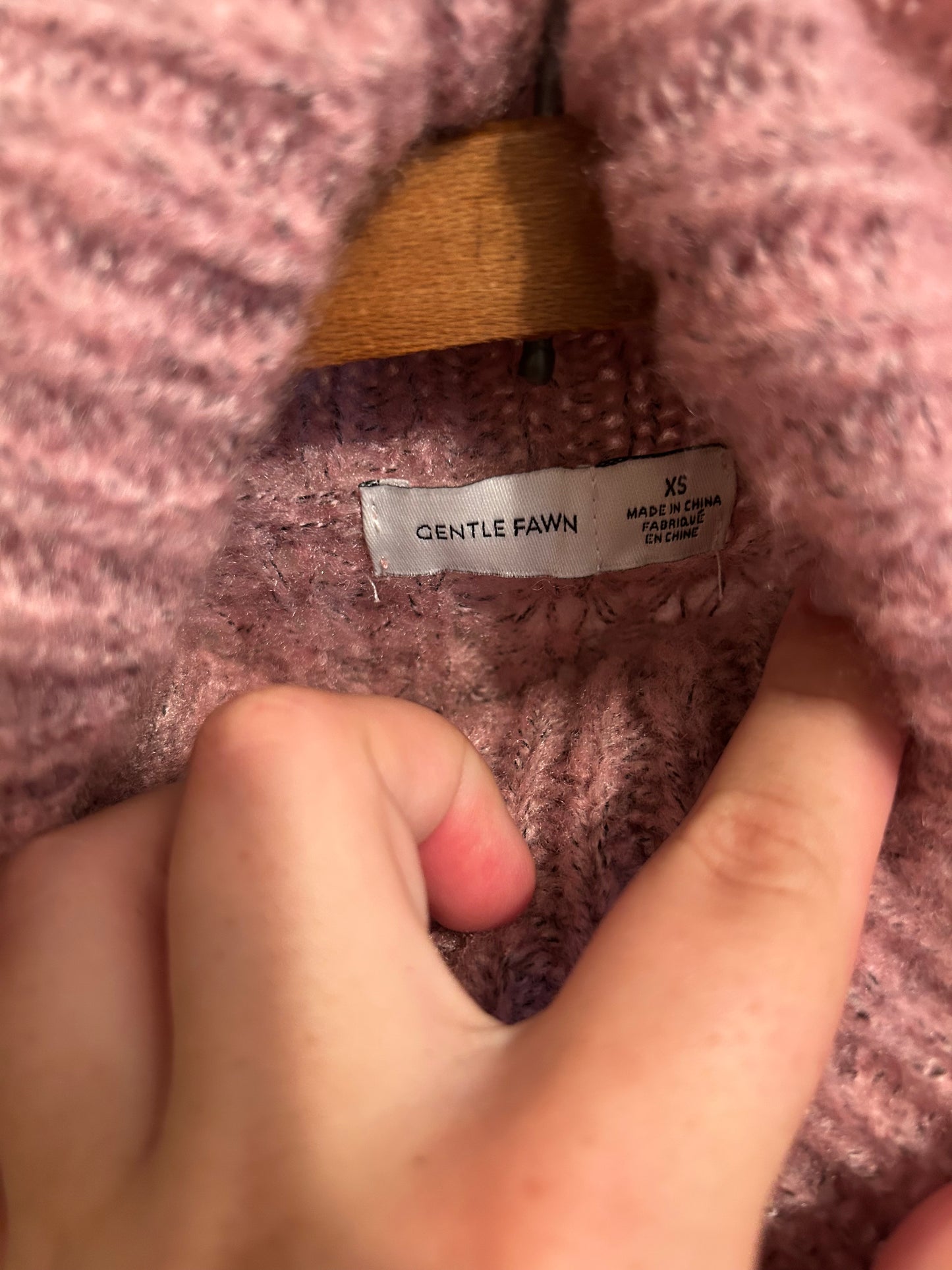 Gentle fawn xs pink knit turtleneck sweater