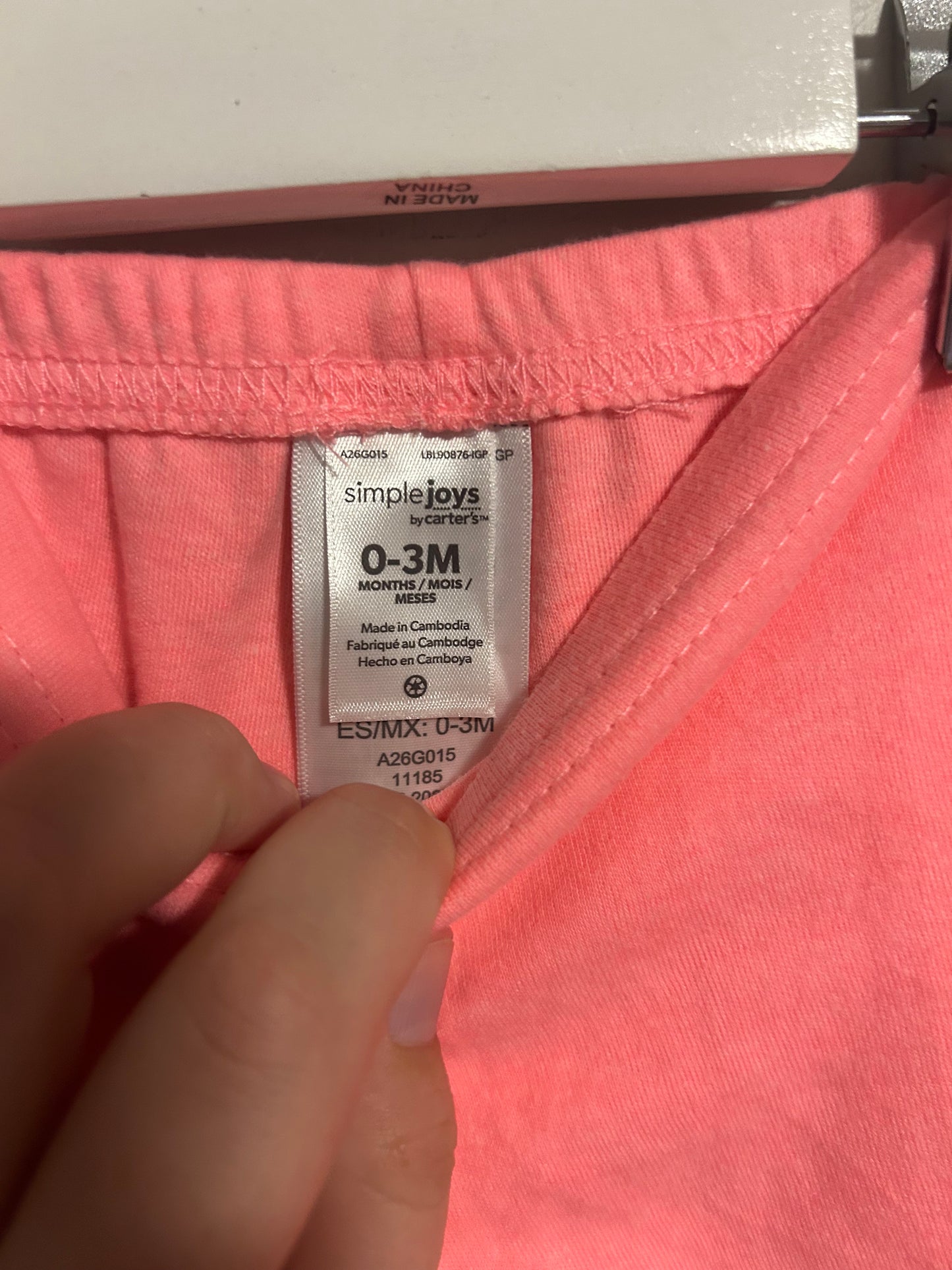 Carters 0/3m pink ruffle hem pants