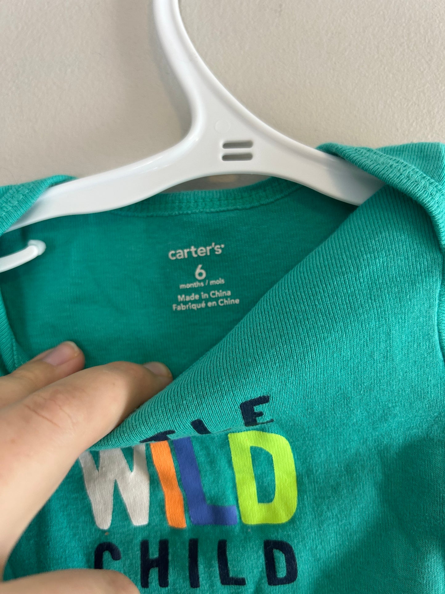 Carters 6m green wild onesie