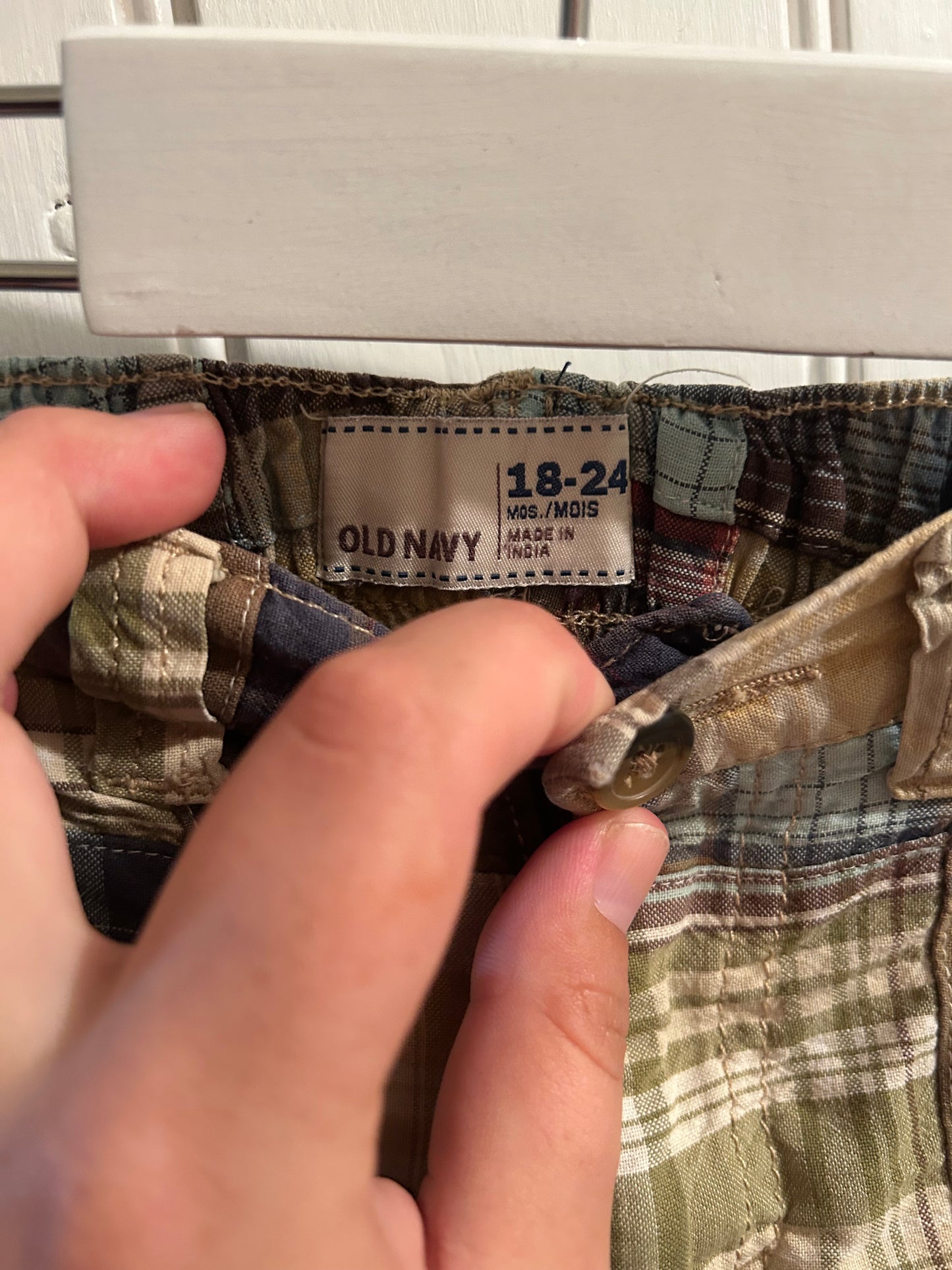 Old navy 18/24m plaid patchwork shorts