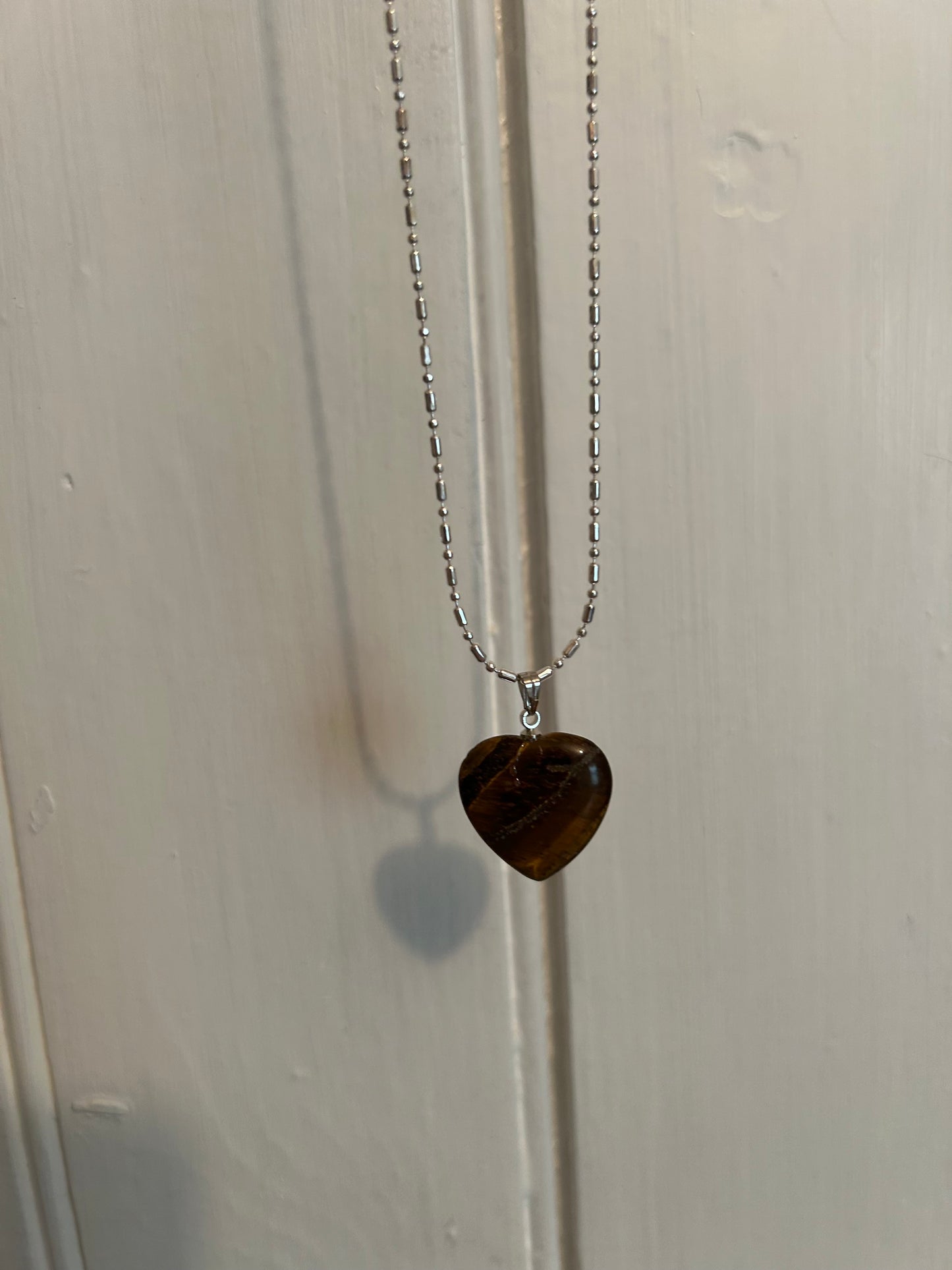 Handmade brown heart gemstone pendant necklace