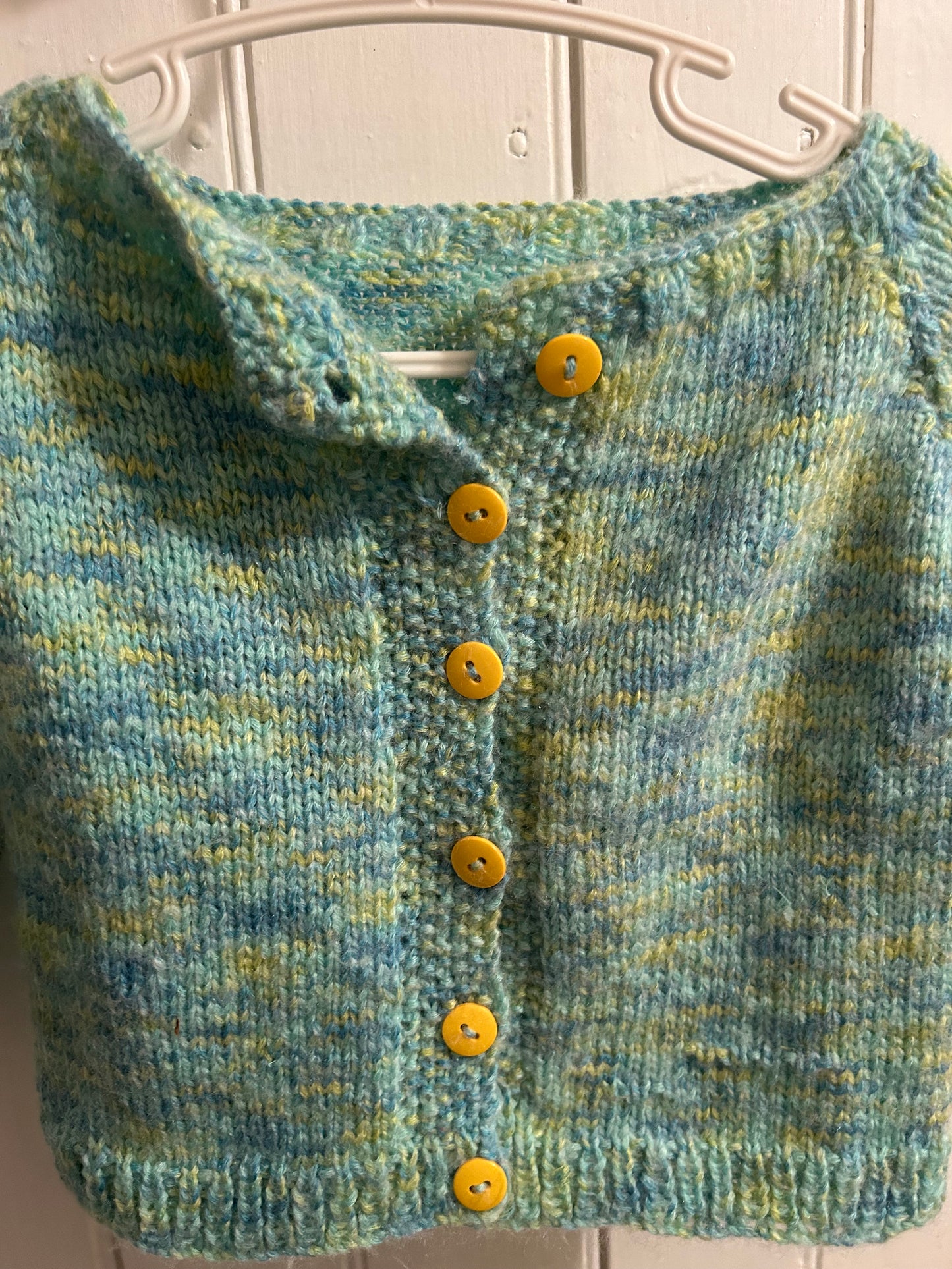 Handmade 6m blue & yellow knit cardigan