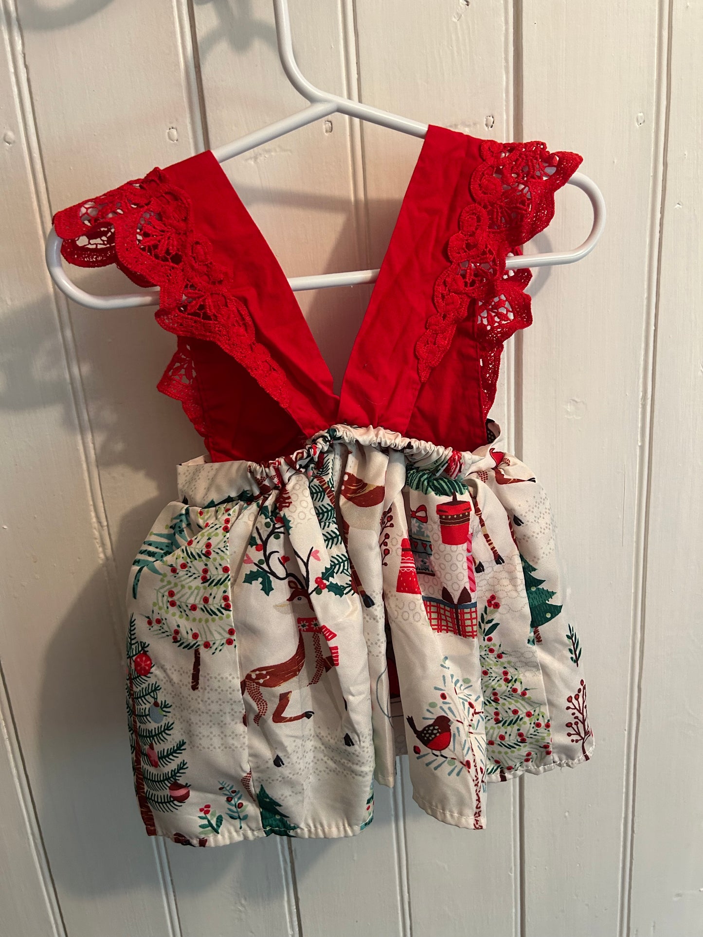 Small shop 6/9m red lace Christmas dress