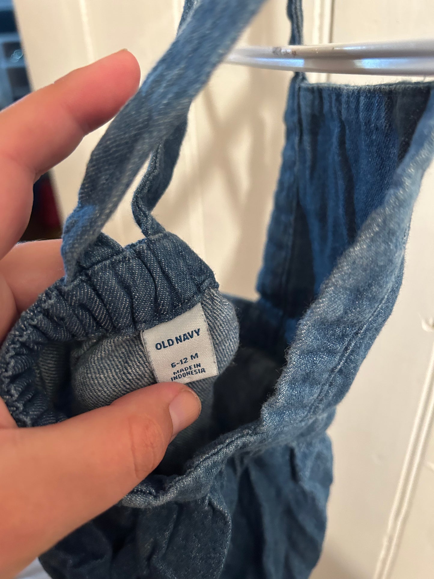 Old navy 6/12m denim bubble overalls