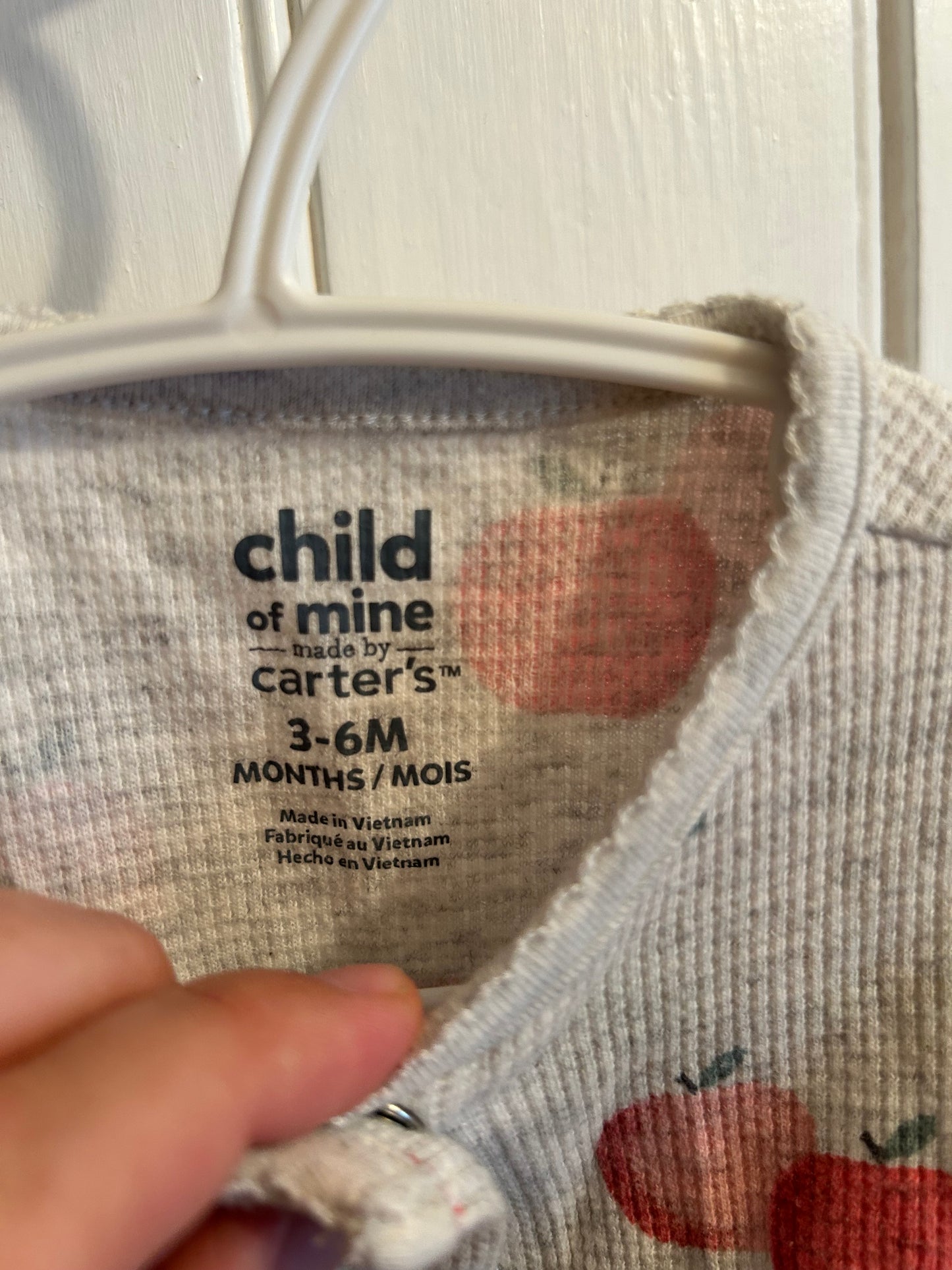 Carters 3/6m pear waffle knit sleeper