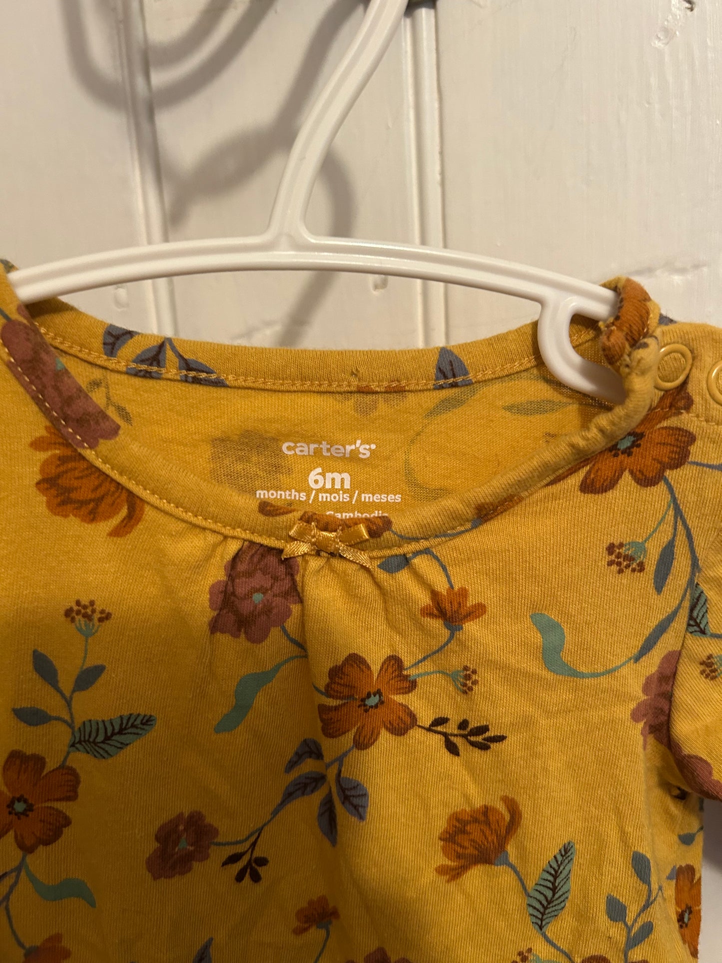 Carters 6m yellow floral peplum onesie