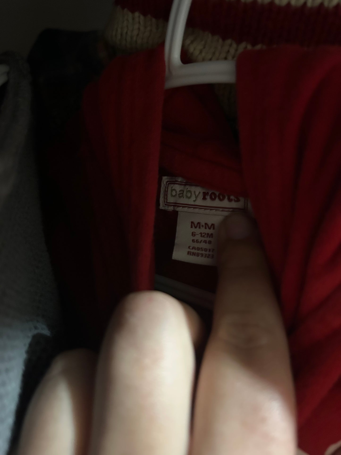 Roots 6/12m red canada zip up hoodie